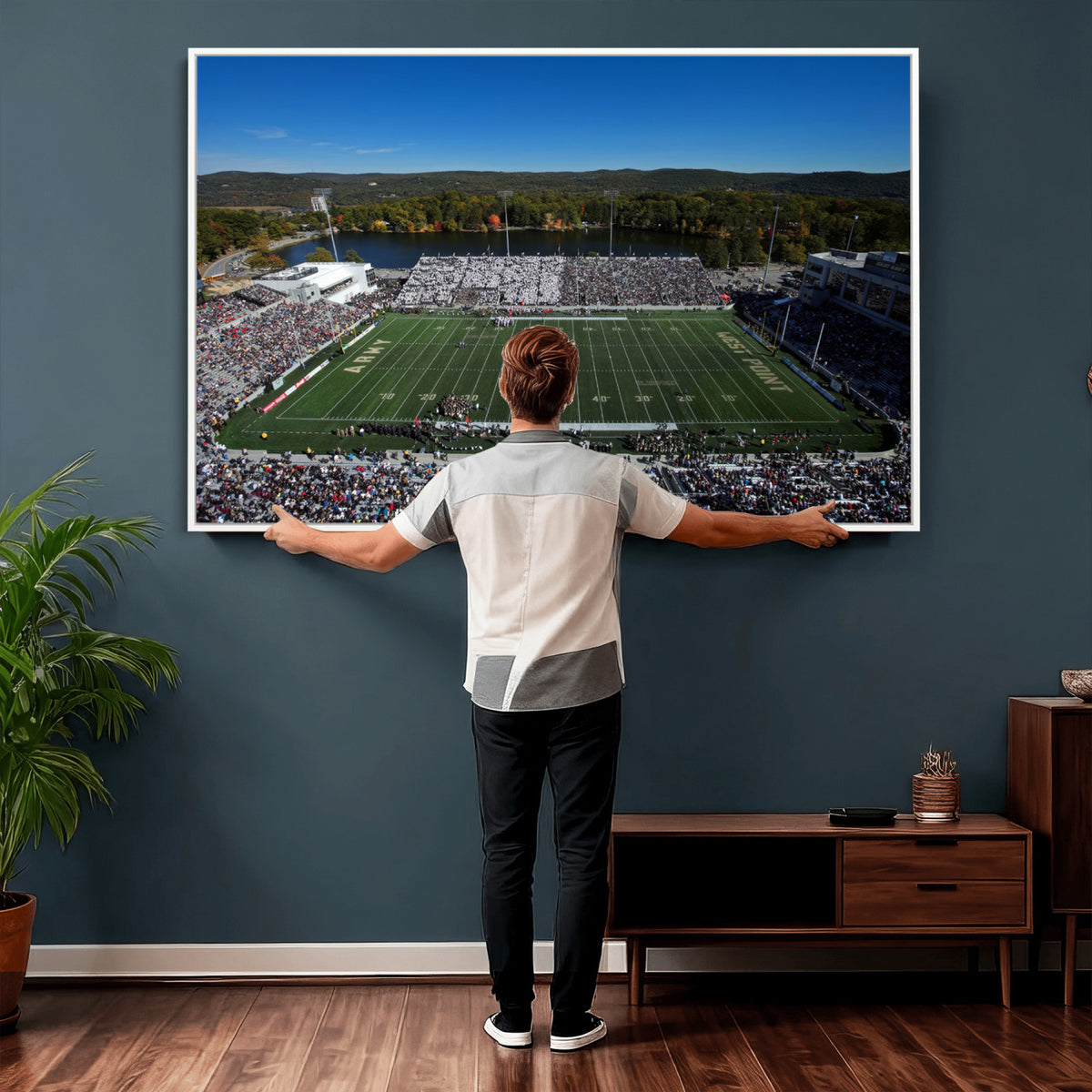 52056-MGV-CV-36X24 - Army Black Knights Football Team Print - West Point Michie Stadium Wall Art Canvas Print