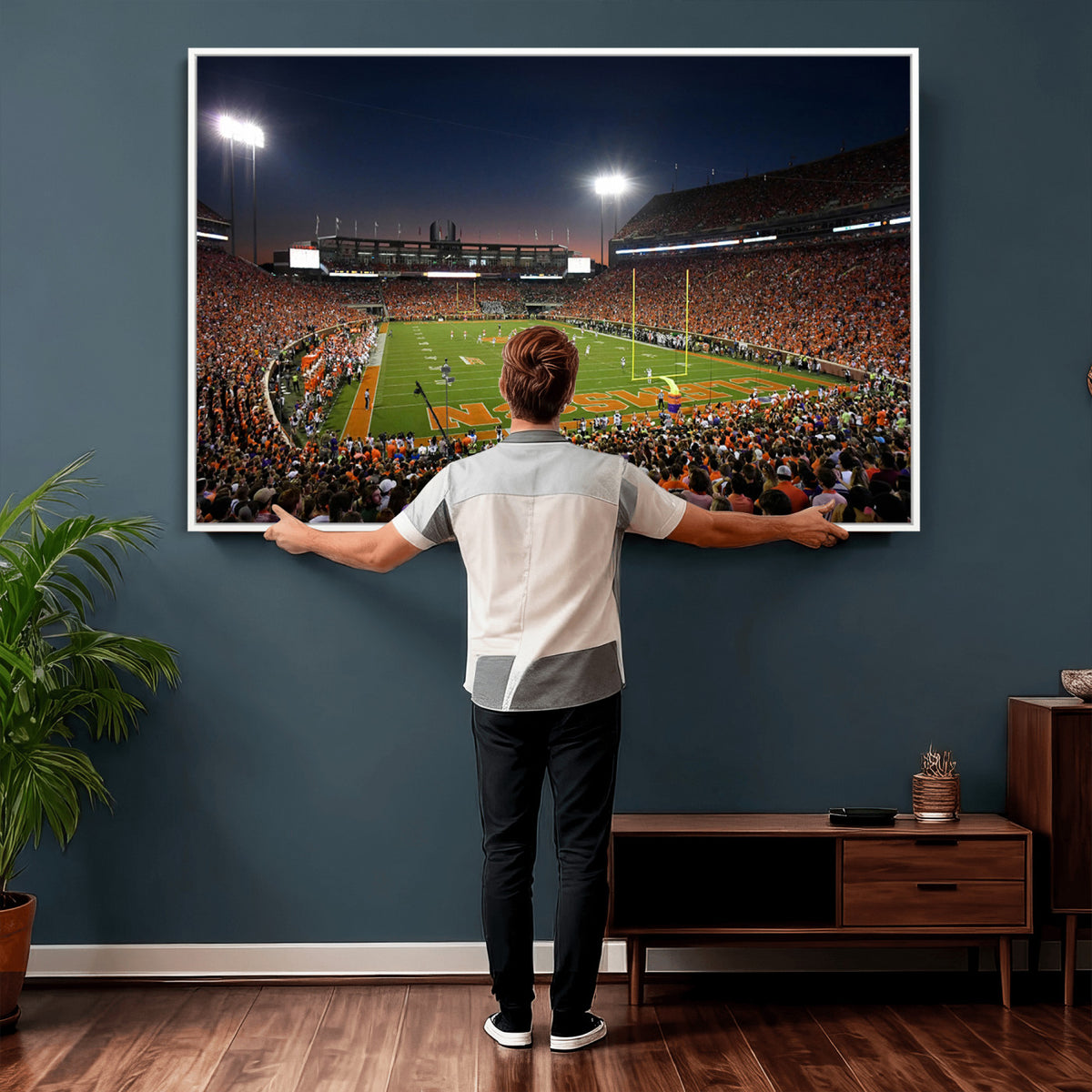 32340-MGV-CV-36X24 - Clemson University Tigers Art Print, Football Team Print