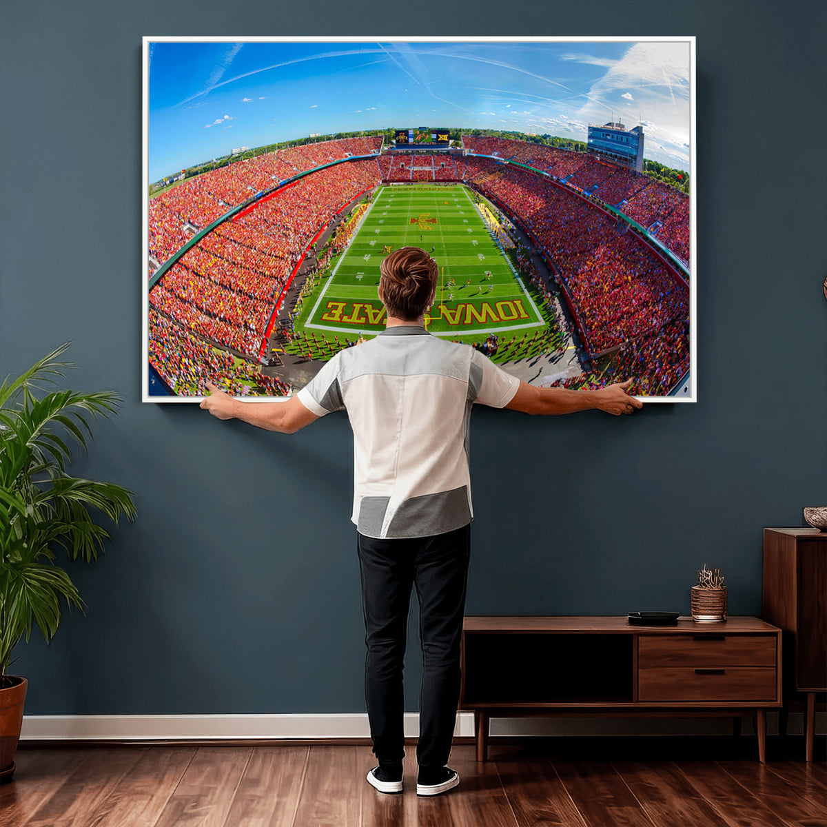 36706-PAN-FL-20X10 - Iowa State University Cyclones Football Team Print - Ames Jack Trice Stadium Art Canvas Print
