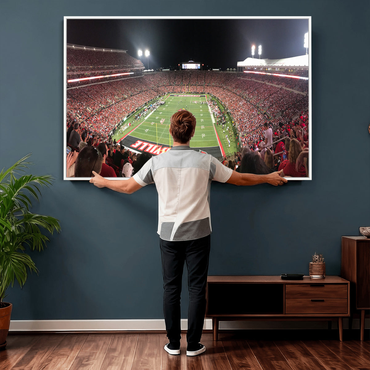 51251-PAN-FL-20X10 - University of Louisville Cardinals Football Team Print - Louisville Cardinal Stadium Wall Art Canvas