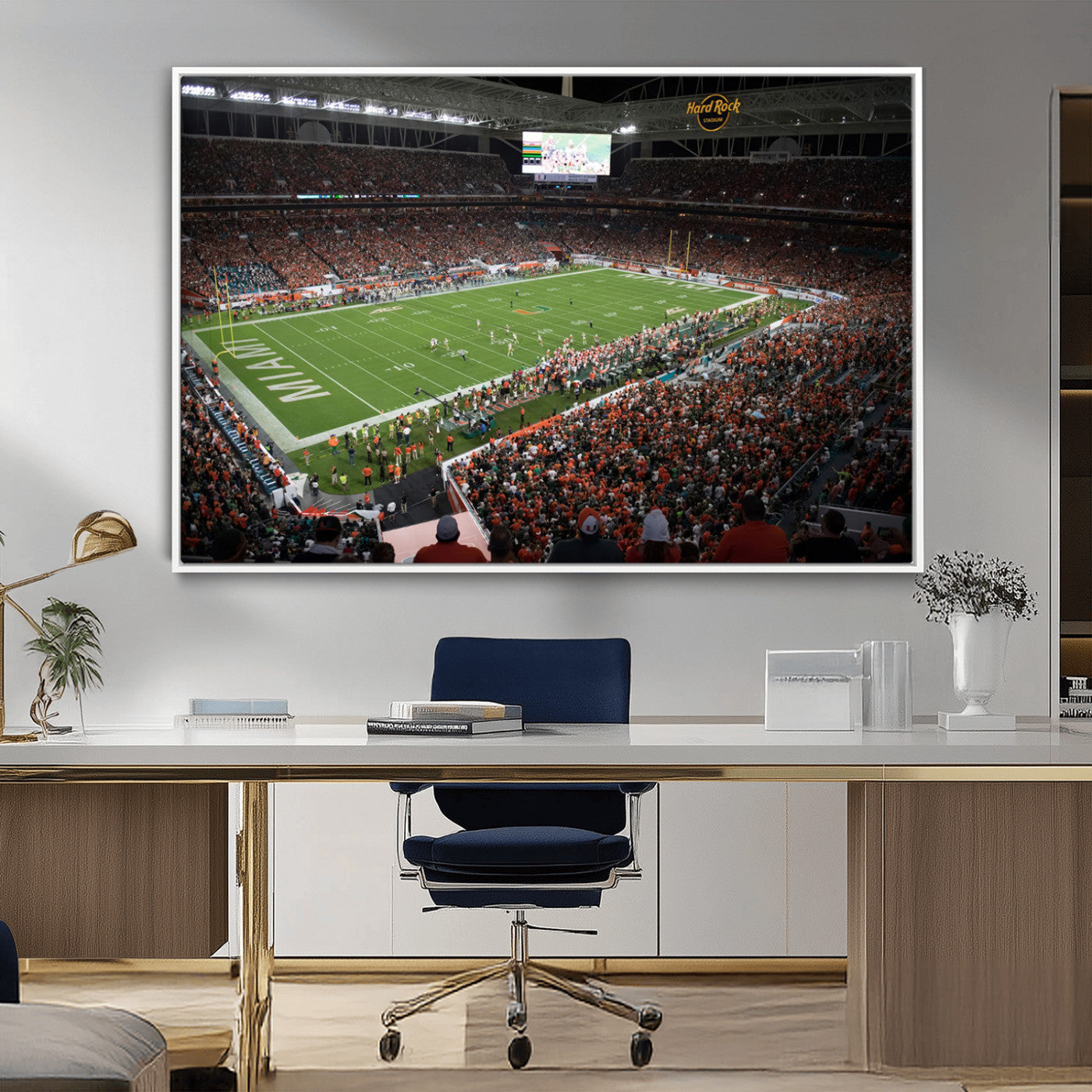 MGV-FC-36X24 - Miami Hurricanes Football Team Print Canvas- Miami Hard Rock Stadium Wall Art Canvas Print