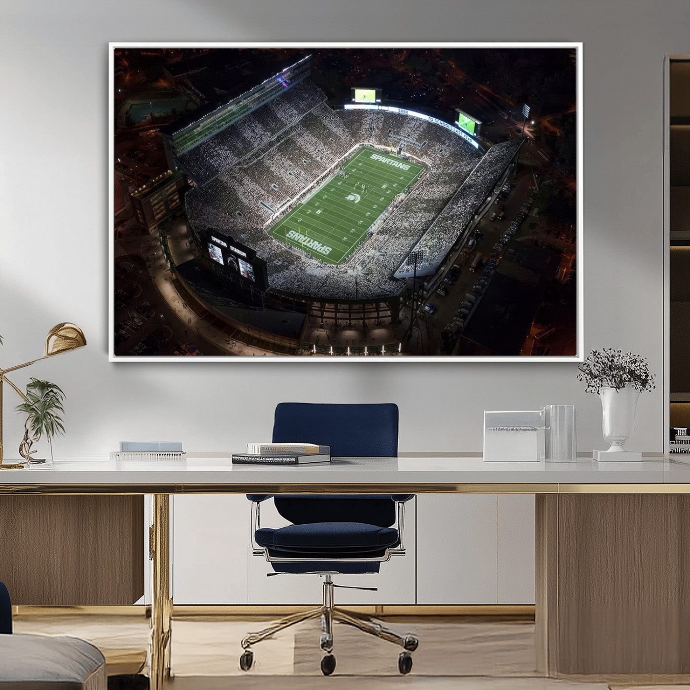 MGV-FC-36X24 - Michigan State Spartans Football Team Print - East Lansing Spartan Stadium Print Wall Art