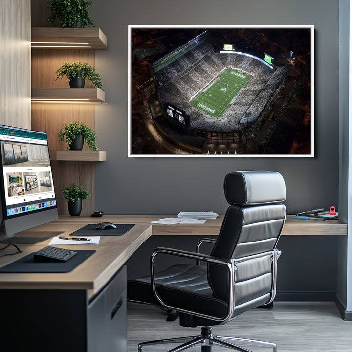 Michigan State Spartans Football Team Print - East Lansing Spartan Stadium Print Wall Art