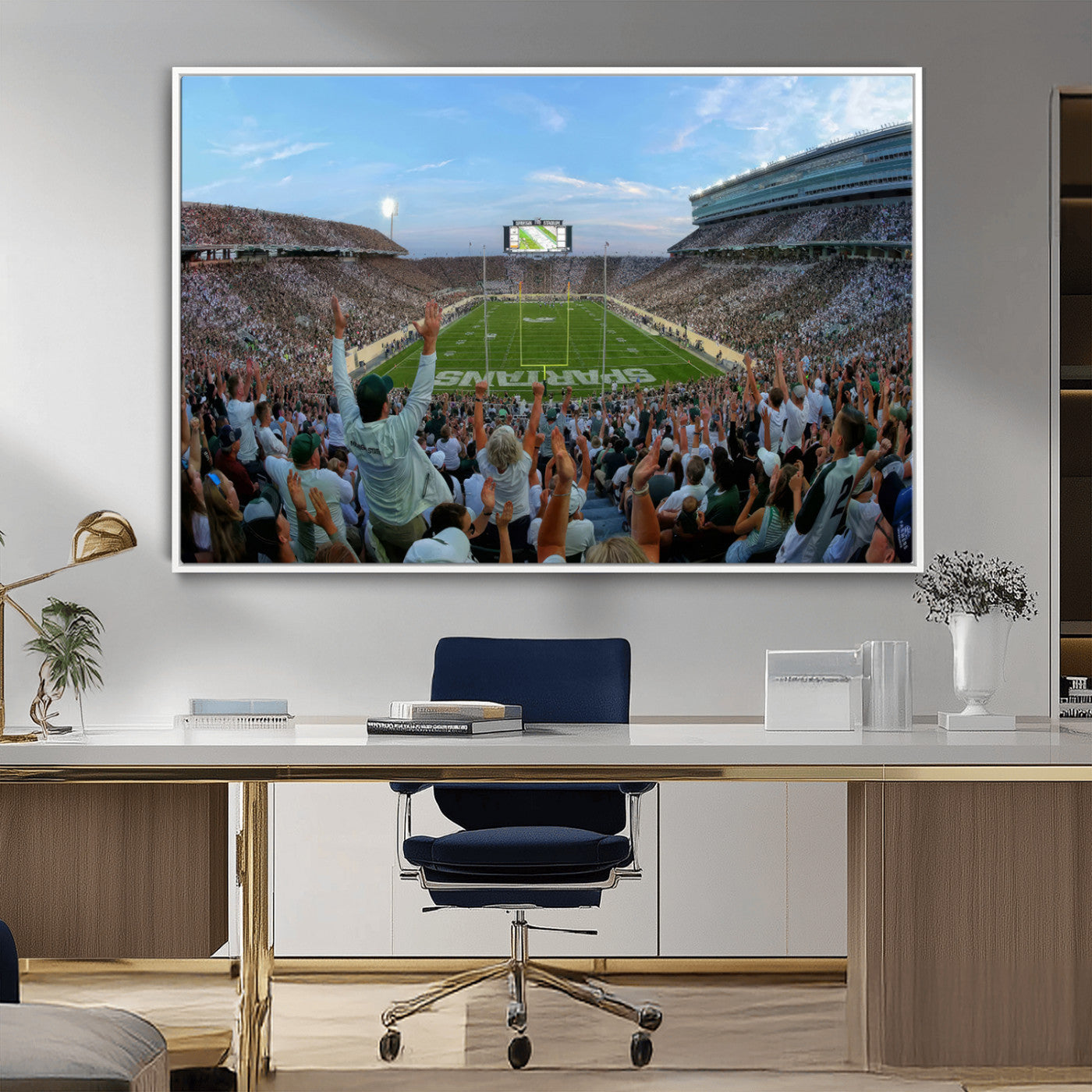 MGV-FC-36X24 - Michigan State Spartans Football Team Print - East Lansing Spartan Stadium Wall Art Canvas Print