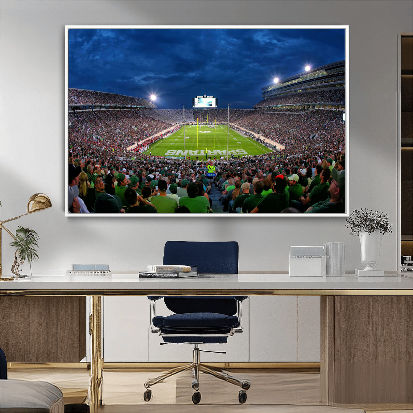 MGV-FC-36X24 - Michigan State Spartans Football Team Print - East Lansing Spartan Stadium Wall Art Canvas Print