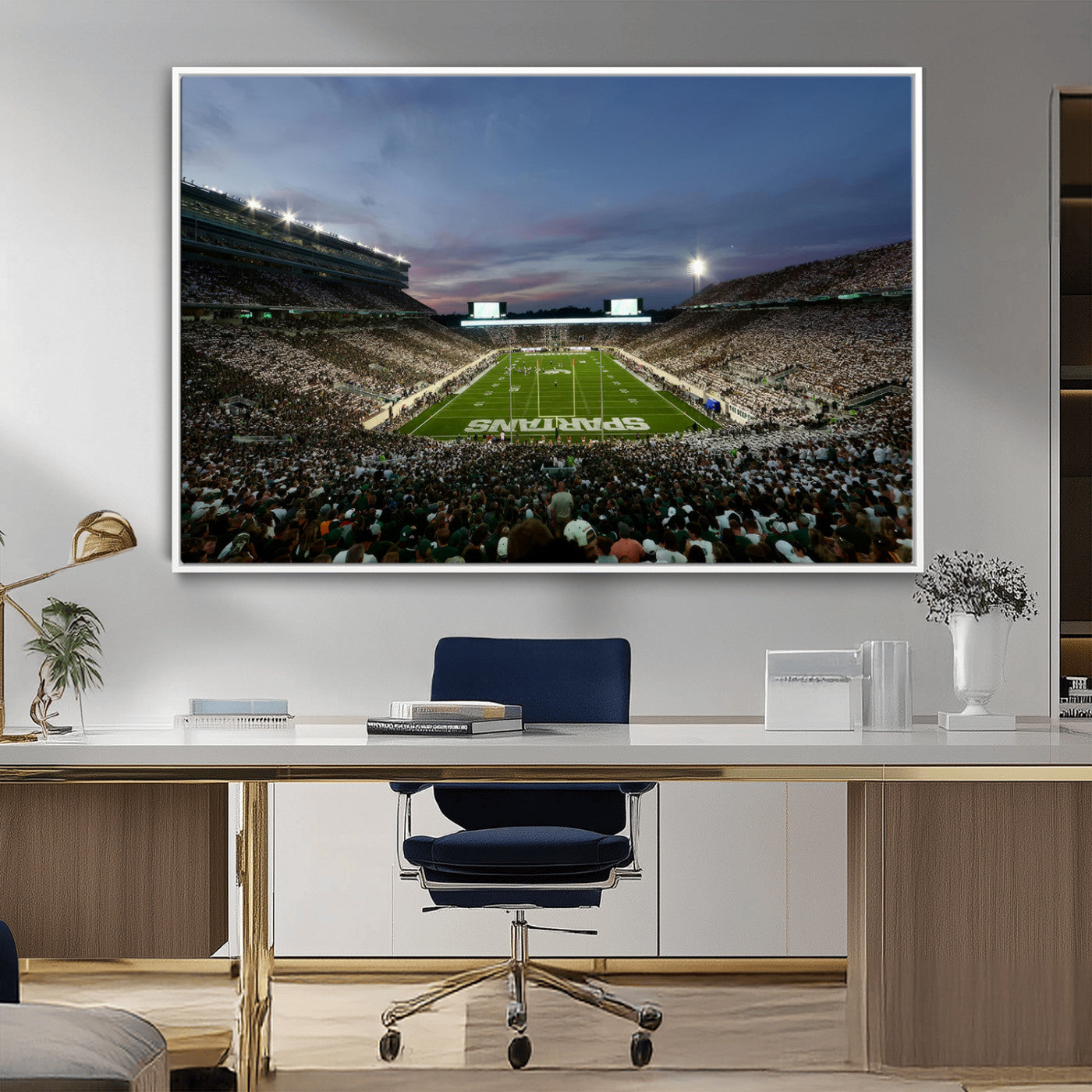 MGV-FC-36X24 - Michigan State Spartans Football Team Print - East Lansing Spartan Stadium Canvas Print