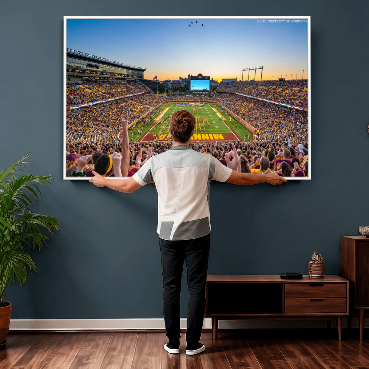 63452-PAN-FL-20X10 - University of Minnesota Golden Gophers Football Team Print - Minneapolis Huntington Bank Stadium