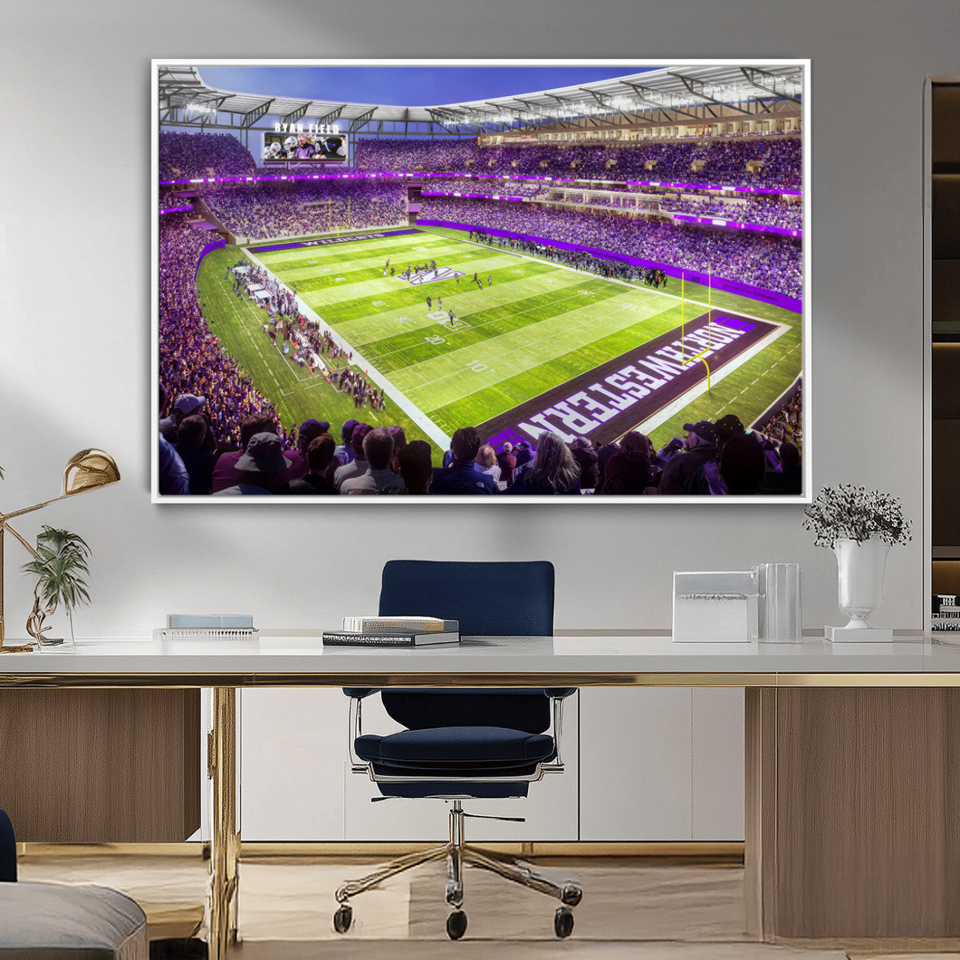 MGV-FC-36X24 - Northwestern University Wildcats Football Team Print - Evanston Ryan Field Wall Art Canvas Print