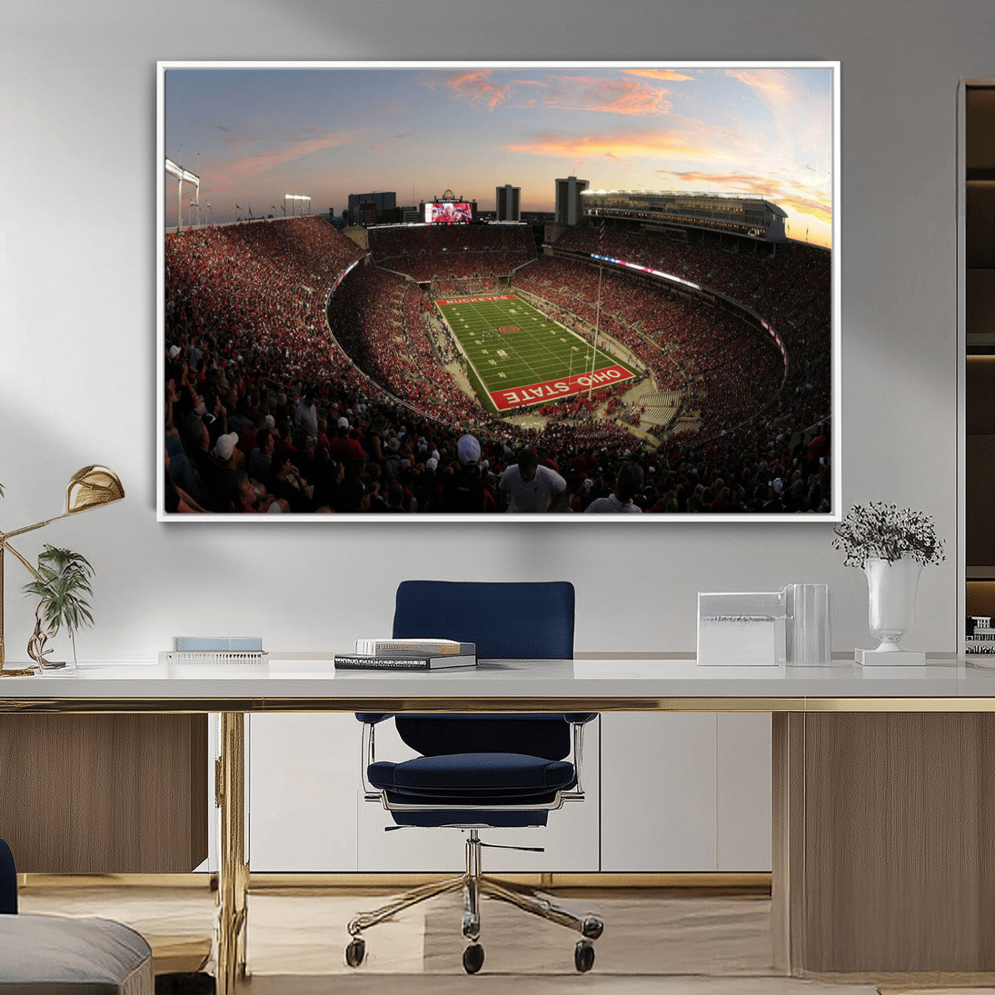 MGV-FC-36X24 - Ohio State University Buckeyes Football Team Print - Columbus Ohio Stadium Wall Art Canvas Print