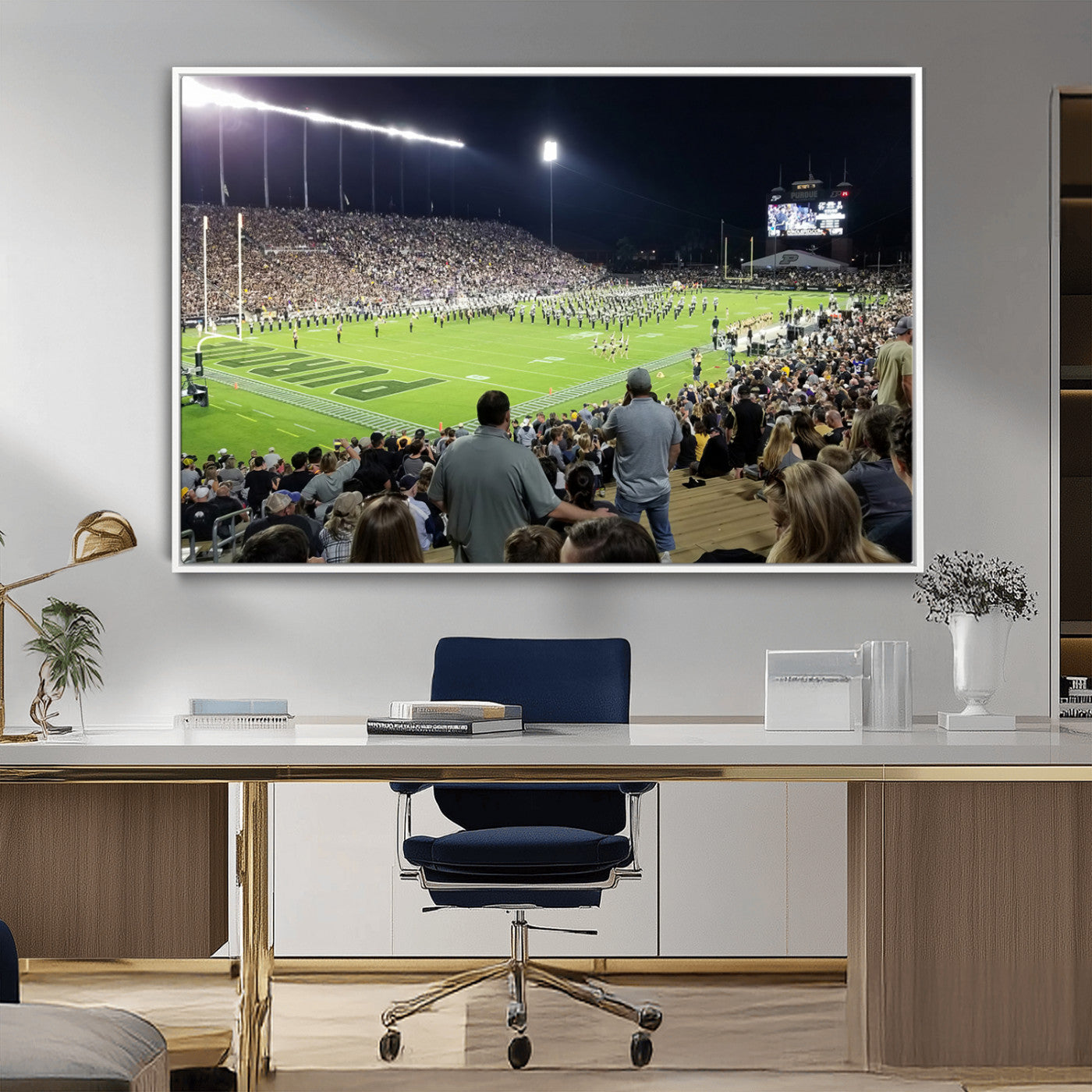 MGV-FC-36X24 - Purdue University Boilermakers Football Team Print - West Lafayette Ross-Ade Stadium Wall Art Canvas