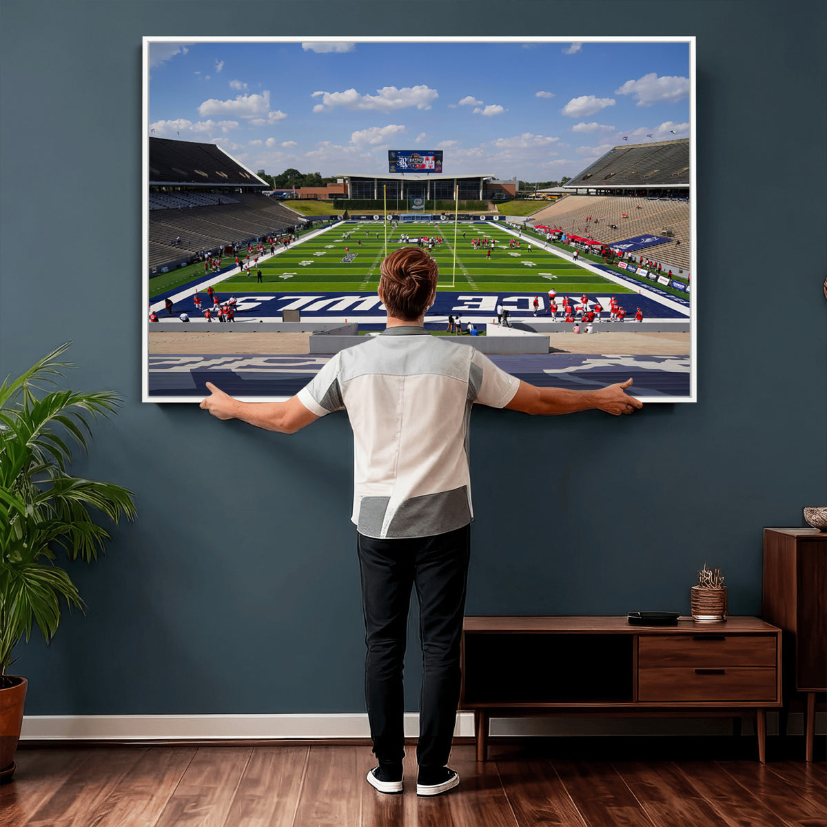 92248-MGV-CV-36X24 - Rice University Owls Football Team Print, Houston Rice Stadium