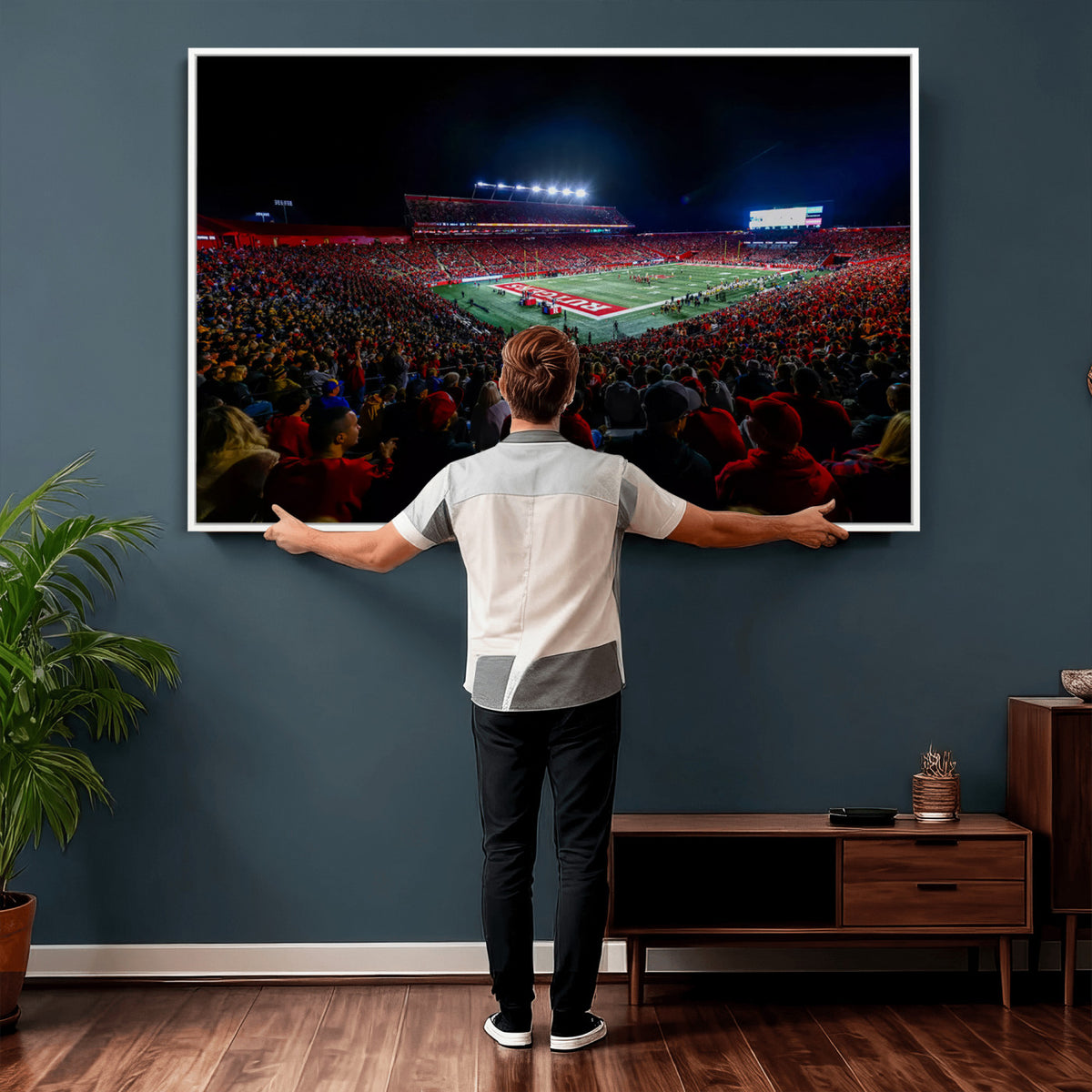 18115-PAN-FL-20X10 - Rutgers Scarlet Knights Football Team Print - SHI Stadium, Piscataway Wall Art Canvas Print