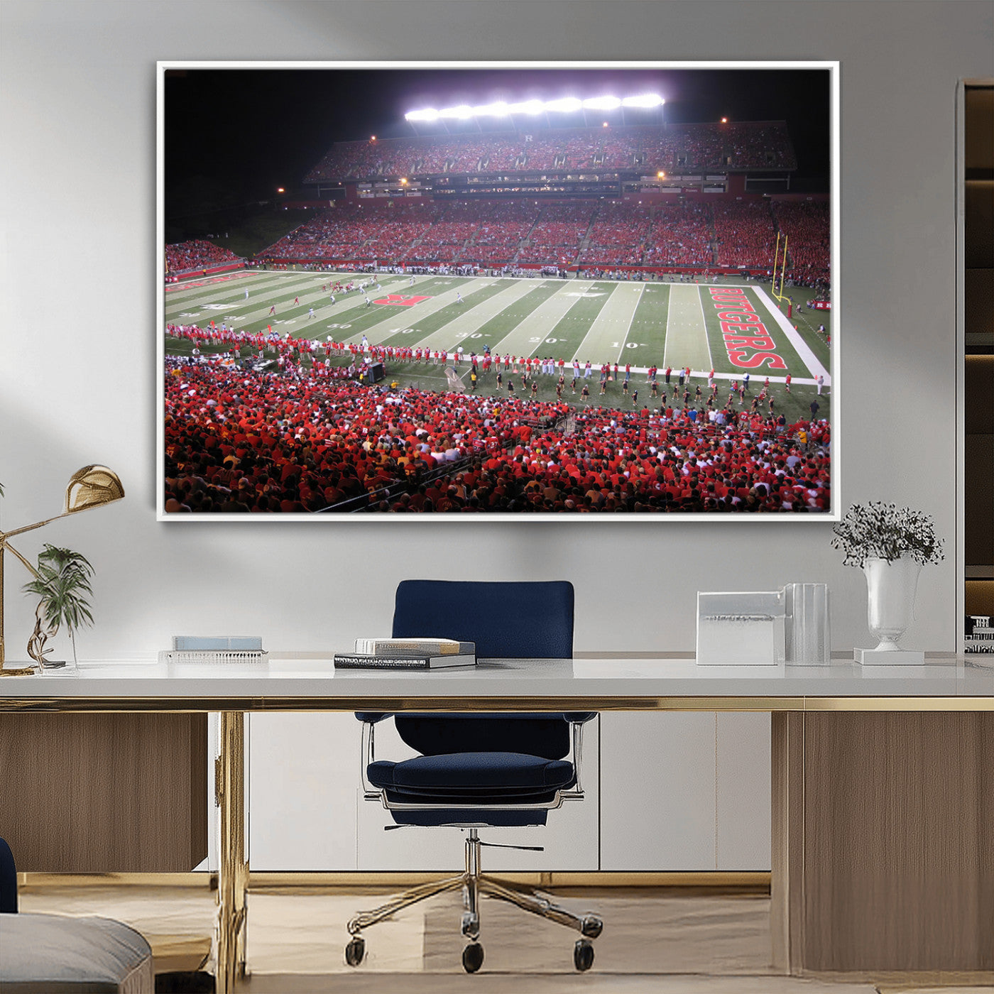 MGV-FC-36X24 - Rutgers University Scarlet Knights Football Team Print - Piscataway SHI Stadium Wall Art Canvas