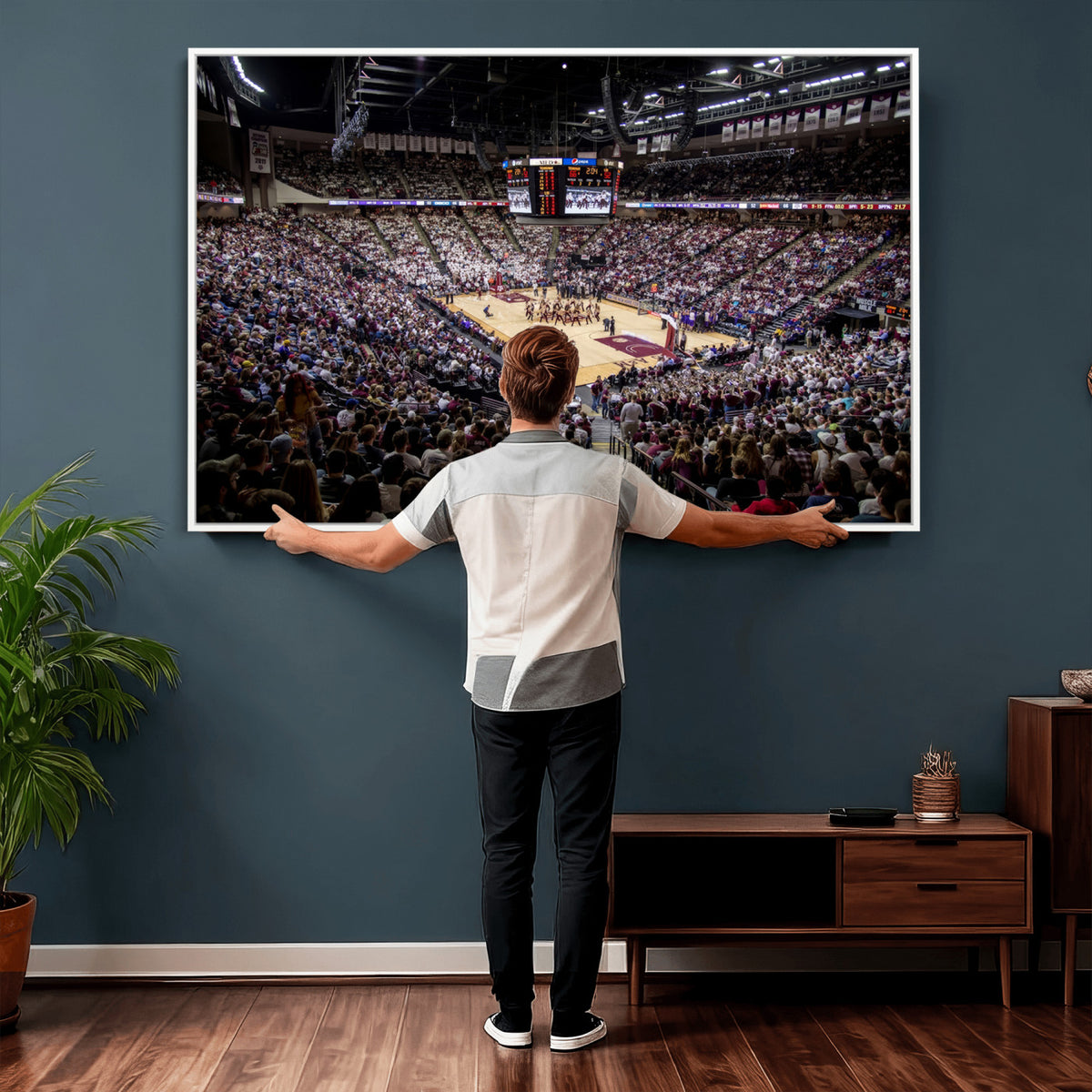 76876-MGV-CV-36X24 - University of Nebraska Cornhuskers Basketball Team Print - Lincoln Red Arena Wall Art Canvas Print