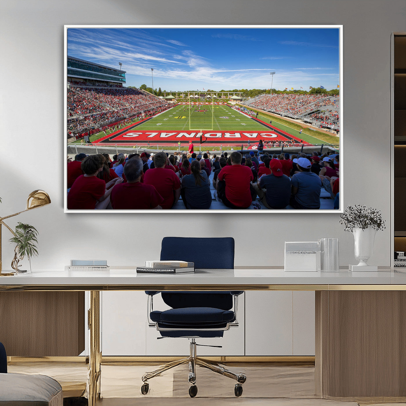 MGV-FC-36X24 - Ball State Cardinals Football Team Print - Muncie Scheumann Stadium Wall Art Canvas Print