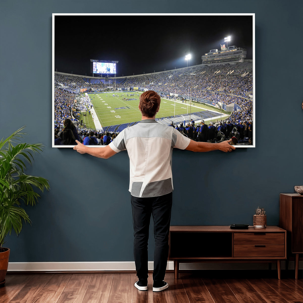 10894-PAN-FL-20X10 - University of Memphis Tigers Football Team Print - Memphis Simmons Bank Liberty Stadium Wall Art