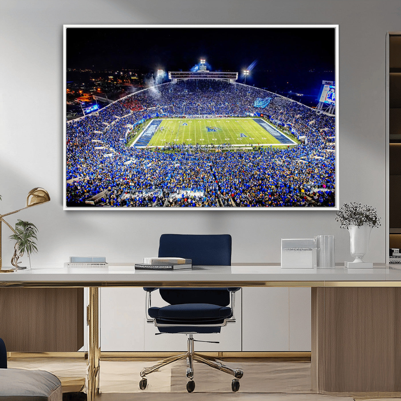 MGV-FC-36X24 - University of Memphis Tigers Football Team Print - Memphis Simmons Bank Liberty Stadium Wall Art