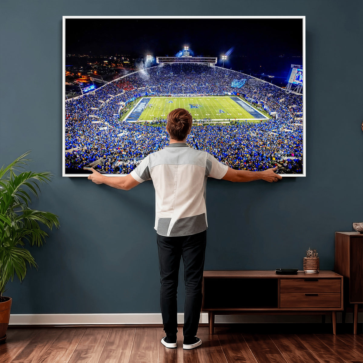 11665-PAN-FL-20X10 - University of Memphis Tigers Football Team Print - Memphis Simmons Bank Liberty Stadium Wall Art