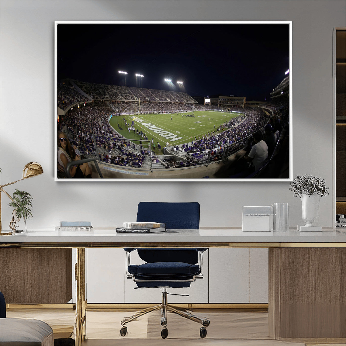 MGV-FC-36X24 - TCU Horned Frogs Football Team Print - Fort Worth Amon G. Carter Stadium Wall Art Canvas Print.