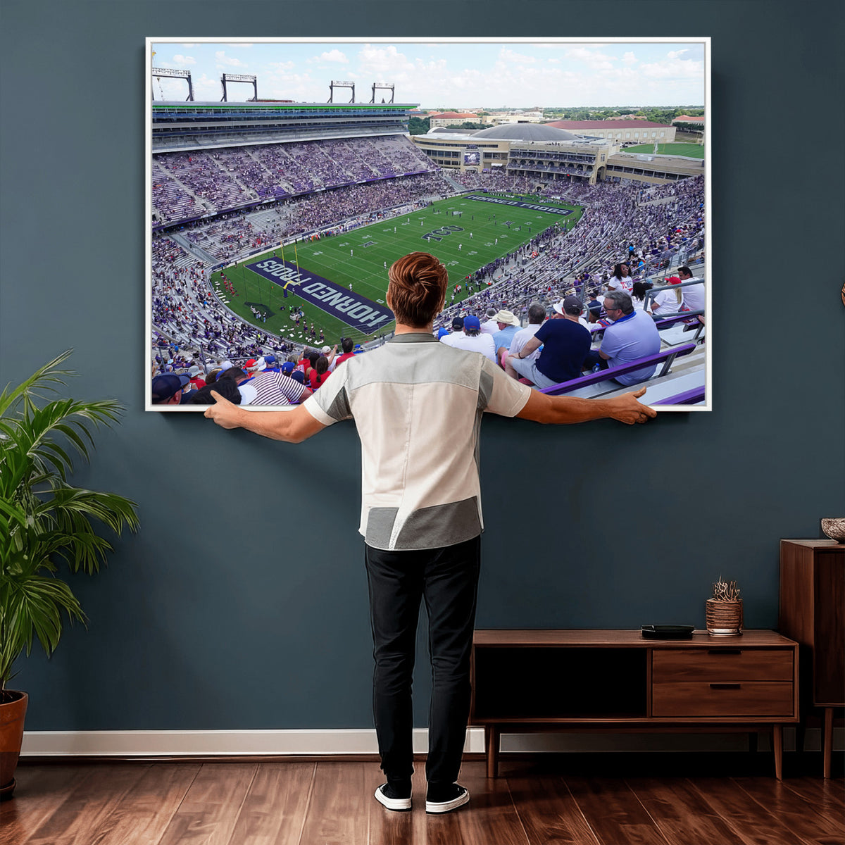 95139-MGV-CV-36X24 - The Texas Christian University TCU Horned Frogs Football Team Print, Fort Worth