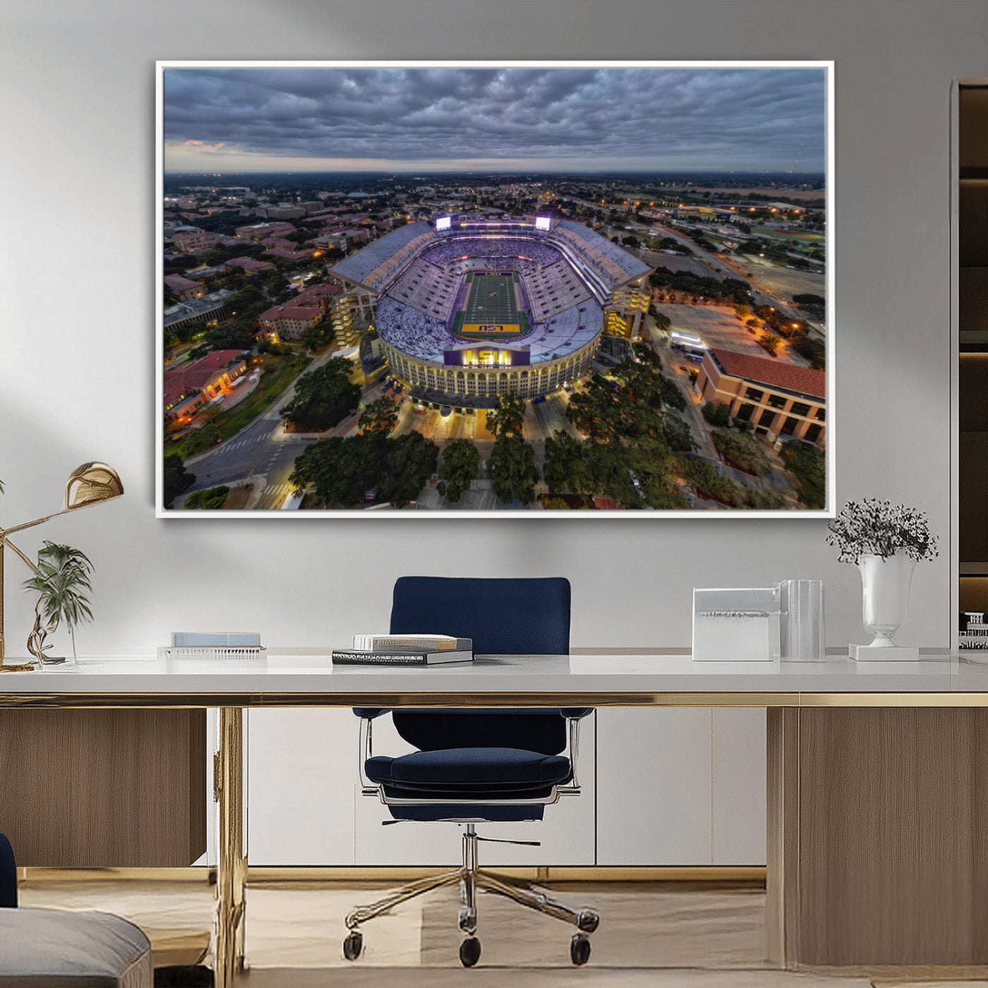 MGV-FC-36X24 - The Louisiana State University Tigers Football Team Print - Baton Rouge Tiger Stadium Wall Art