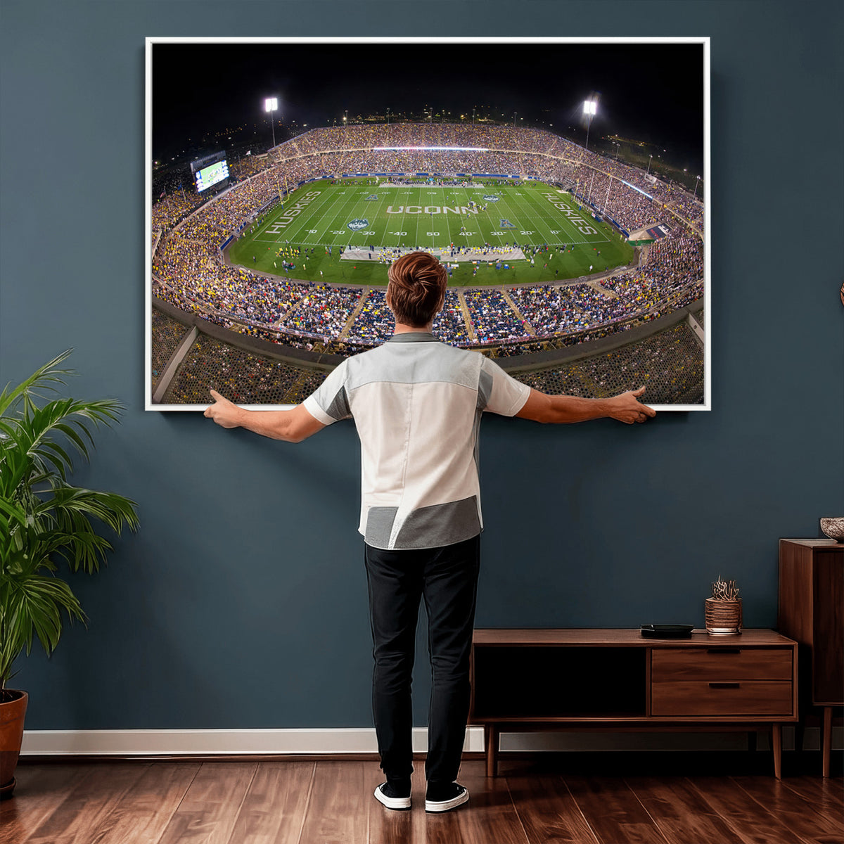 52855-MGV-CV-36X24 - The University of Connecticut UCONN Huskies Football Team Print, East Hartford