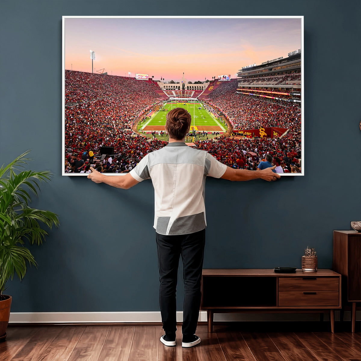 39904-MGV-CV-36X24 - The University of Southern California USC Trojans Football Team Print, Home Bar Wall Decor
