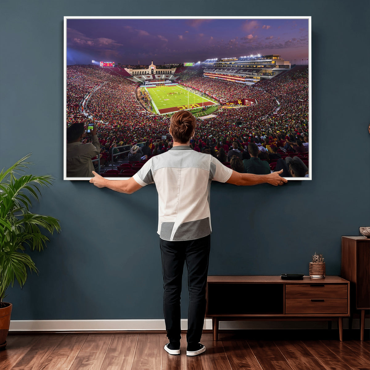 73373-MGV-CV-36X24 - The University of Southern California USC Trojans Football Team Print, Extra Large Game Room Wall Decor