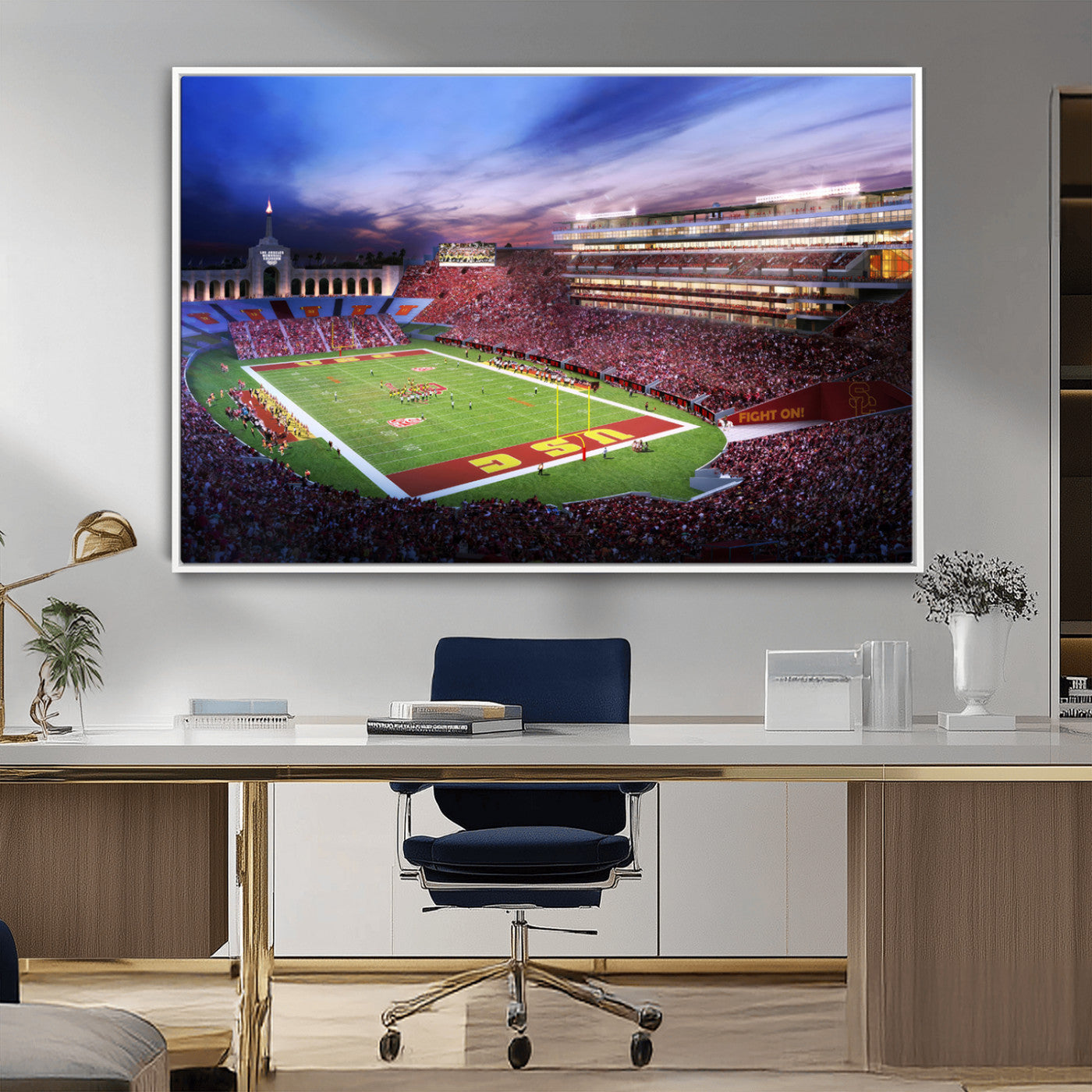 MGV-FC-36X24 - The University of Southern California USC Trojans Football Team Print - Los Angeles Memorial