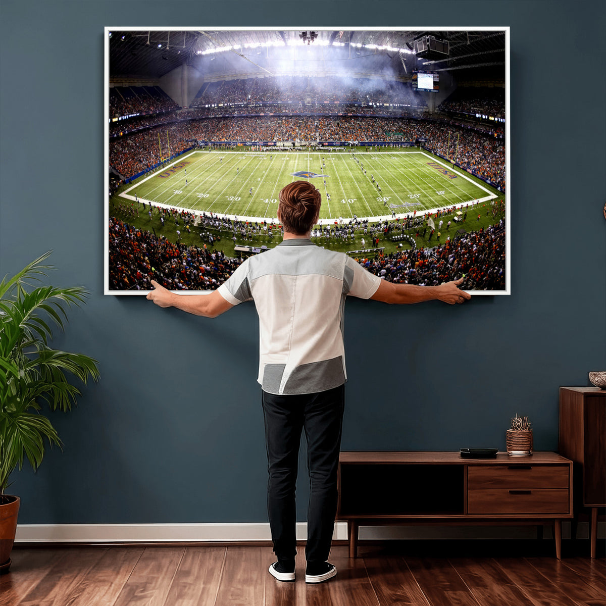 46972-MGV-CV-36X24 - The University of Texas at San Antonio Roadrunners Football Team Print, Framed and Ready to Hang