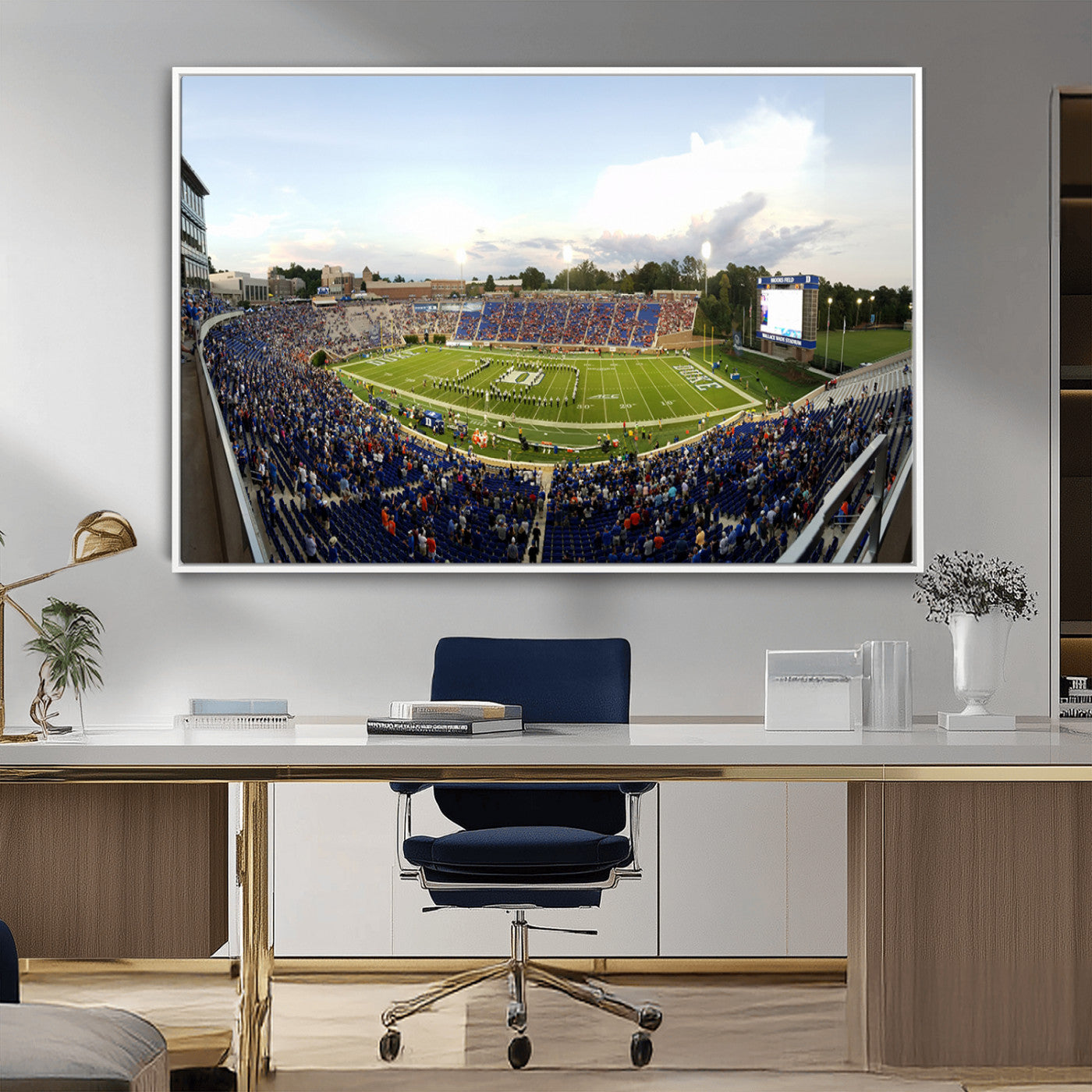 MGV-FC-36X24 - The Duke University Blue Devils Football Team Print - Durham Wallace Wade Stadium Wall Art Canvas