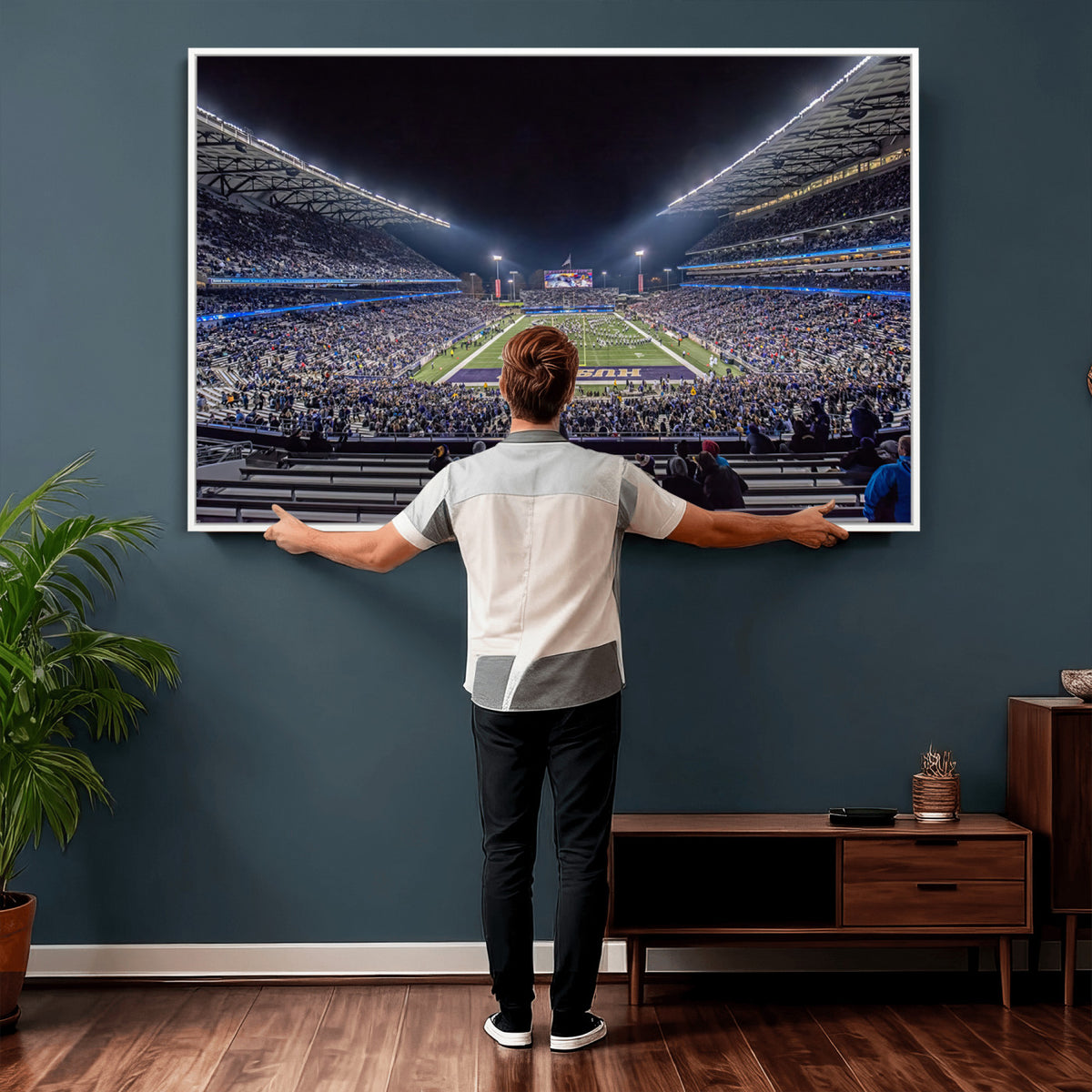 85780-MGV-CV-36X24 - The University of Washington Huskies Football Team Print, Extra Large Game Room Wall Decor