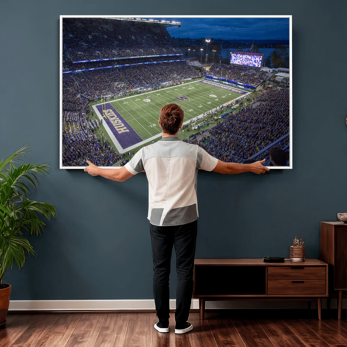 84780-MGV-CV-36X24 - The University of Washington Huskies Football Team Print, Framed and Ready to Hang