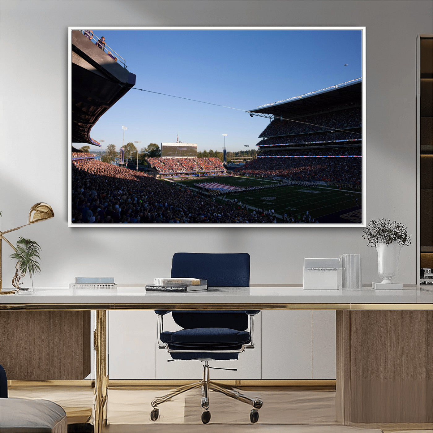 MGV-FC-36X24 - The University of Washington Huskies Football Team Print - Seattle Husky Stadium Wall Art Canvas