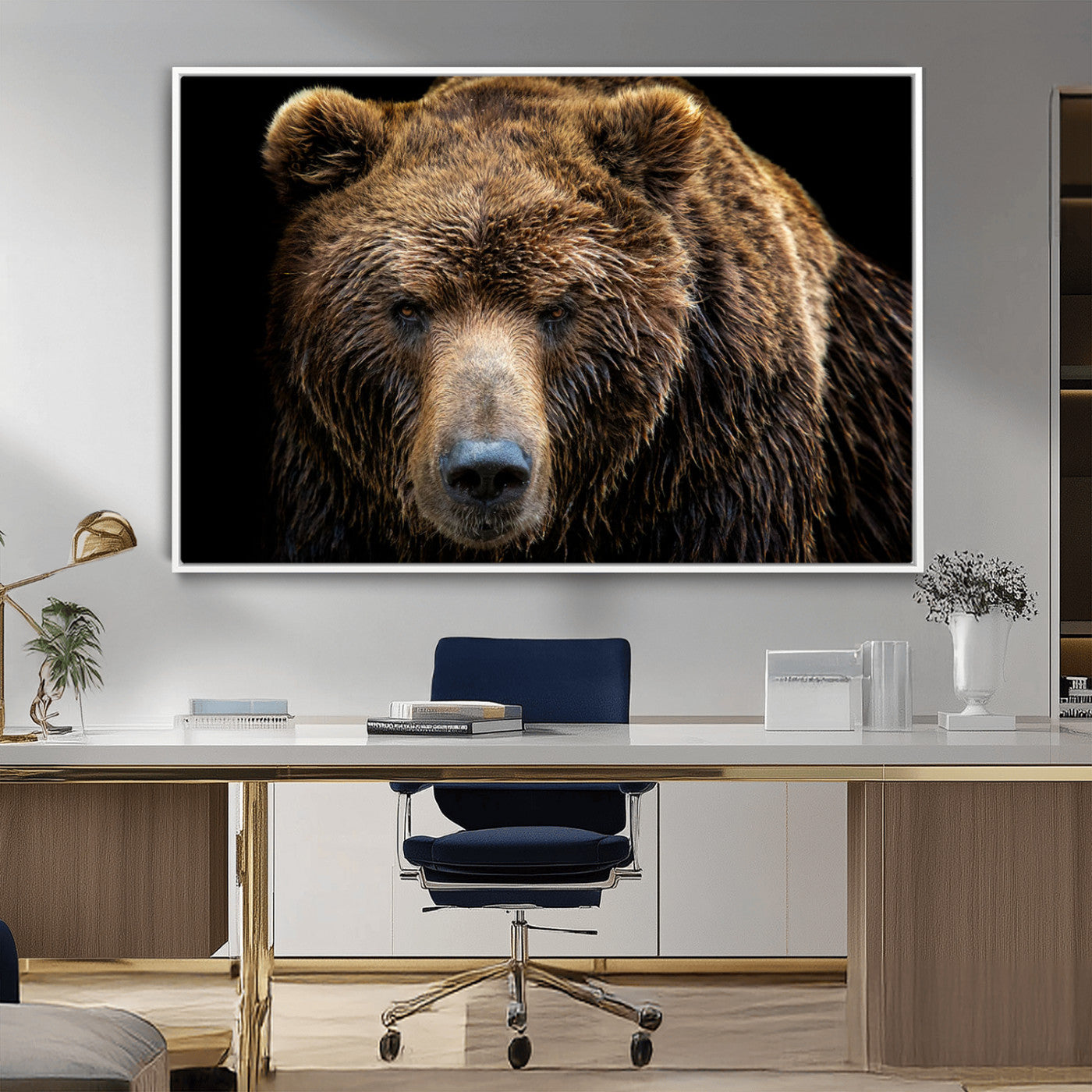 MGV-FC-36X24 - Grizzly Brown Bear Canvas Wall Art, Wildlife Animal Canvas Artwork Bear Print, Bear Wall Art Print,