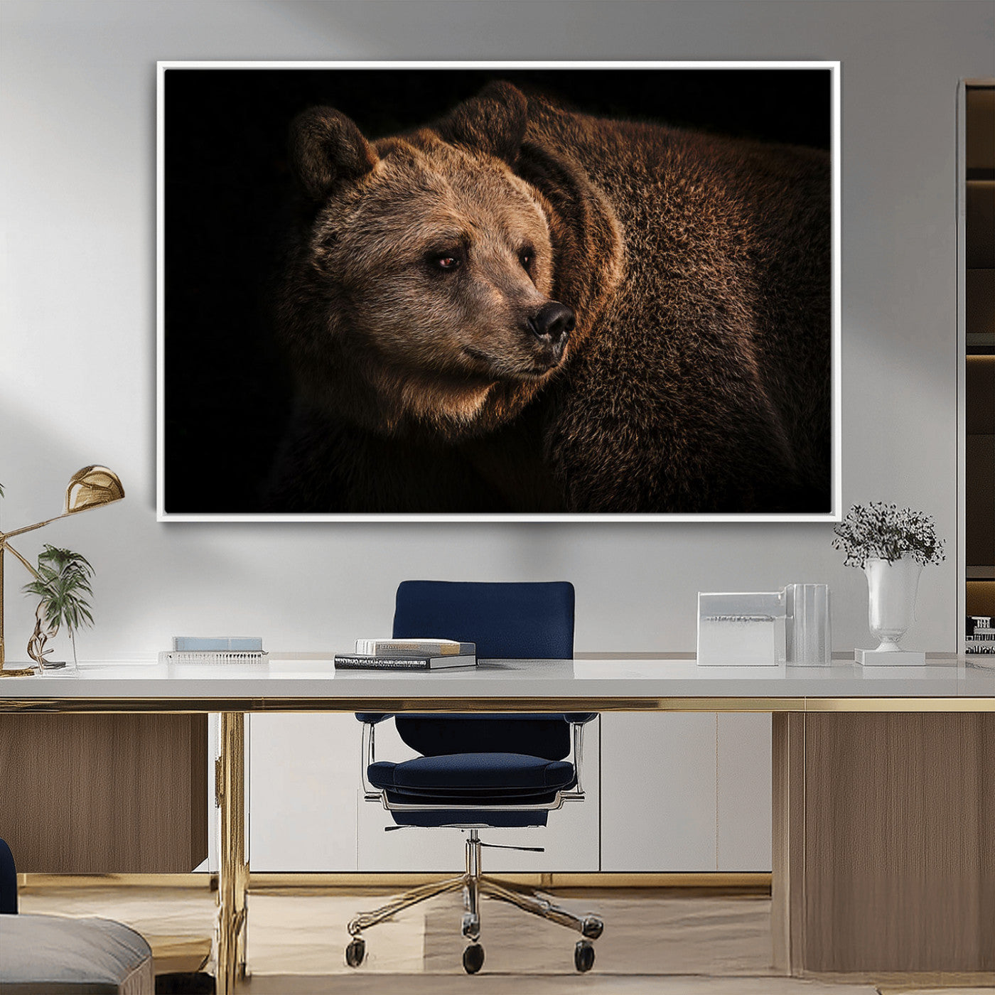 MGV-FC-36X24 - Wild Grizzly 399 Bear Canvas Wall Art Print, Bear Animal Canvas Artwork Print, Black Bear Wall Art