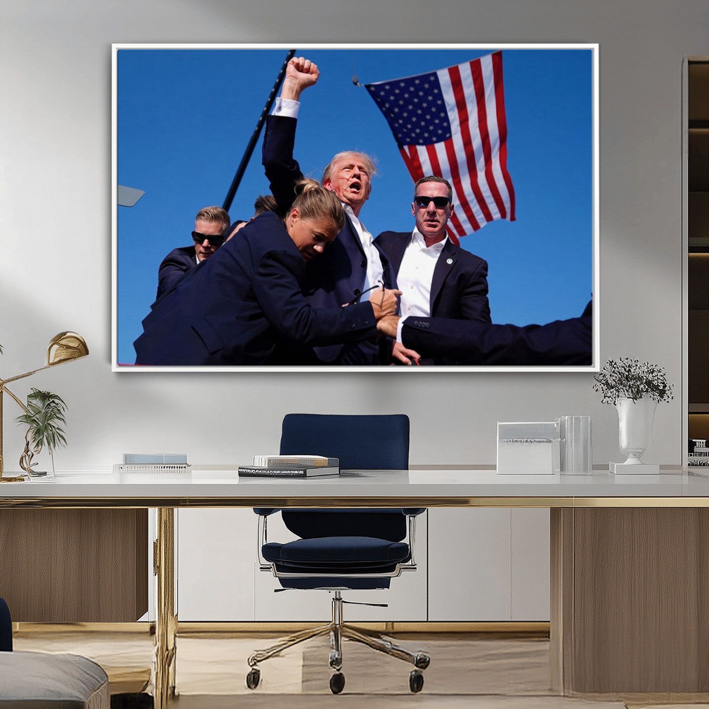 MGV-FC-36X24 - Donald Trump Assassination Attempt Wall Art Print, Trump Historic Footage - Iconic Reaction by Trump