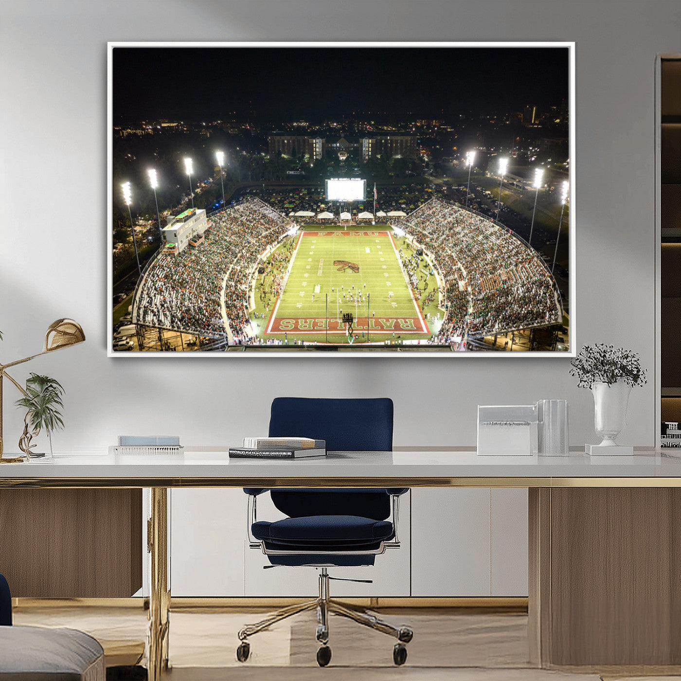 MGV-FC-36X24 - Florida A&M Rattlers Football Team Print - Tallahassee Bragg Memorial Stadium Wall Art Canvas Print