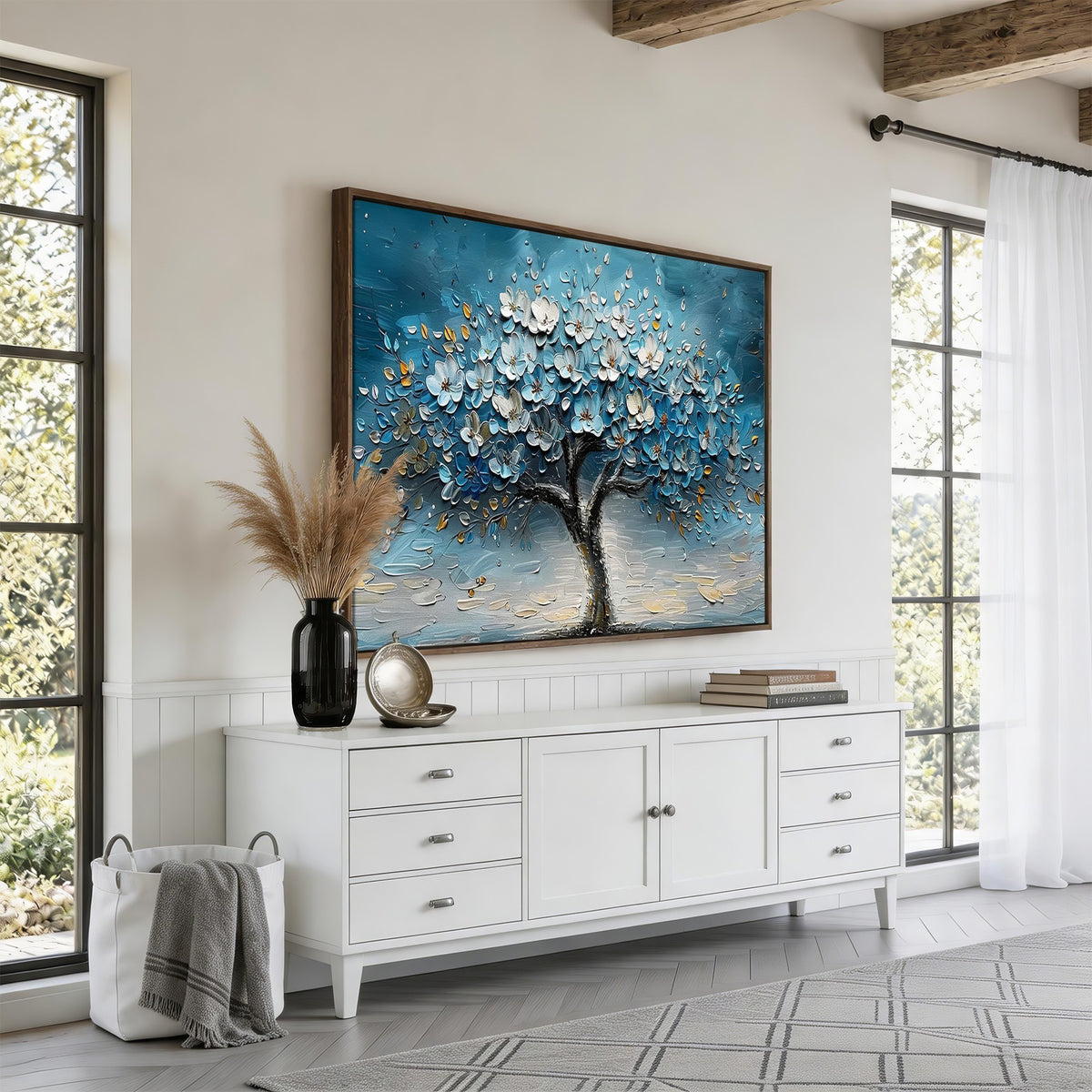 24109-_Poster-30x20 - Abstract Blooming Tree Wall Art Canvas Print, Floral Modern Home Decor