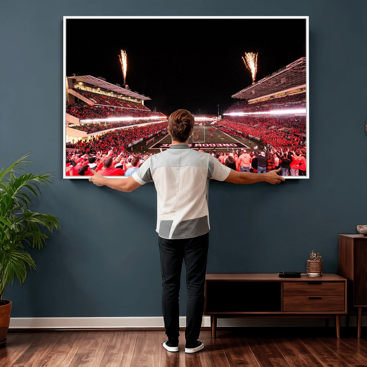 52633-MGV-CV-36X24 - Oregon State Beavers Football Team Print, Corvallis Reser, Framed and Ready to Hang