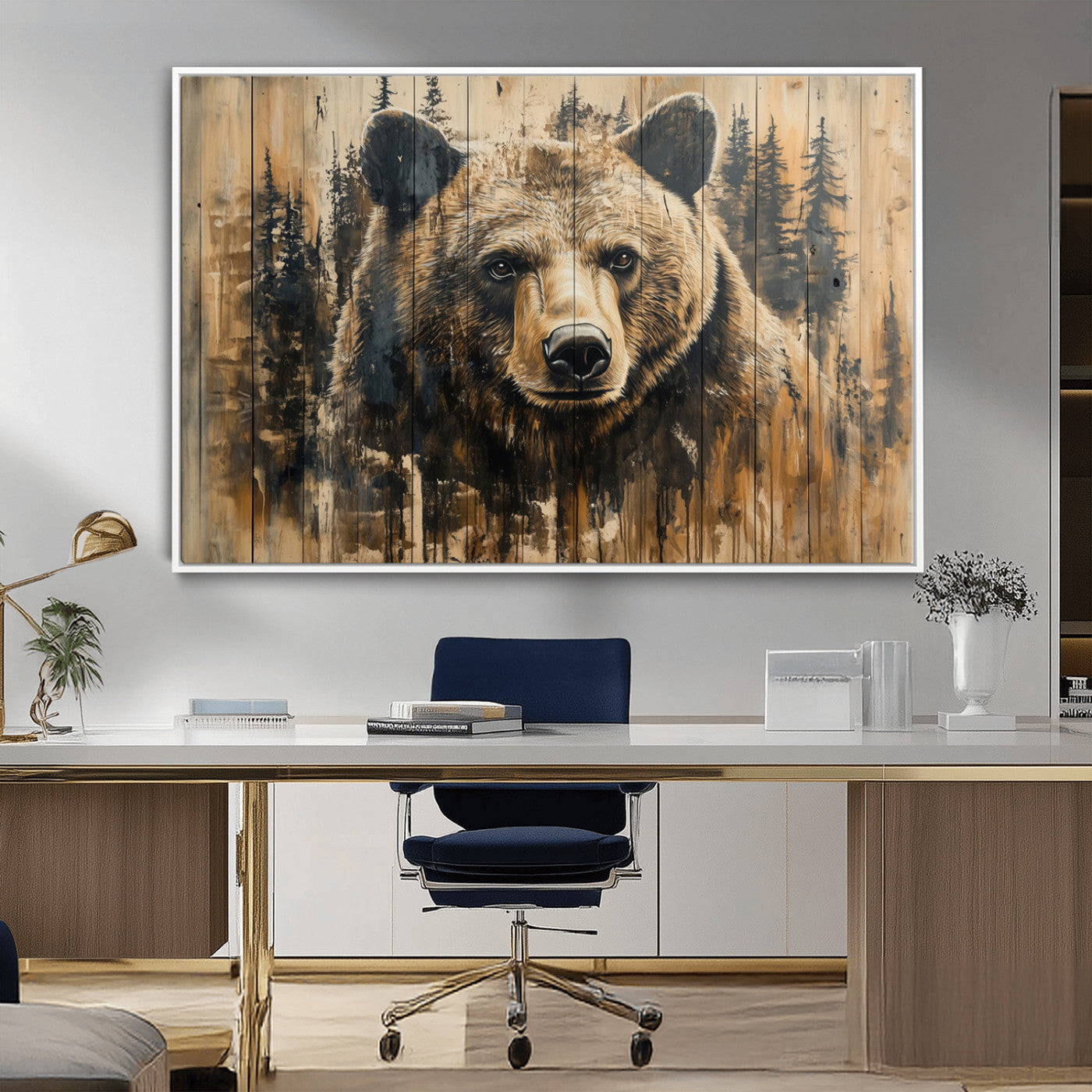 MGV-FC-36X24 - Majestic Grizzly 399 Bear Wall Art | 3-Panel Rustic Canvas Print for Living Room, Office, or Cabin