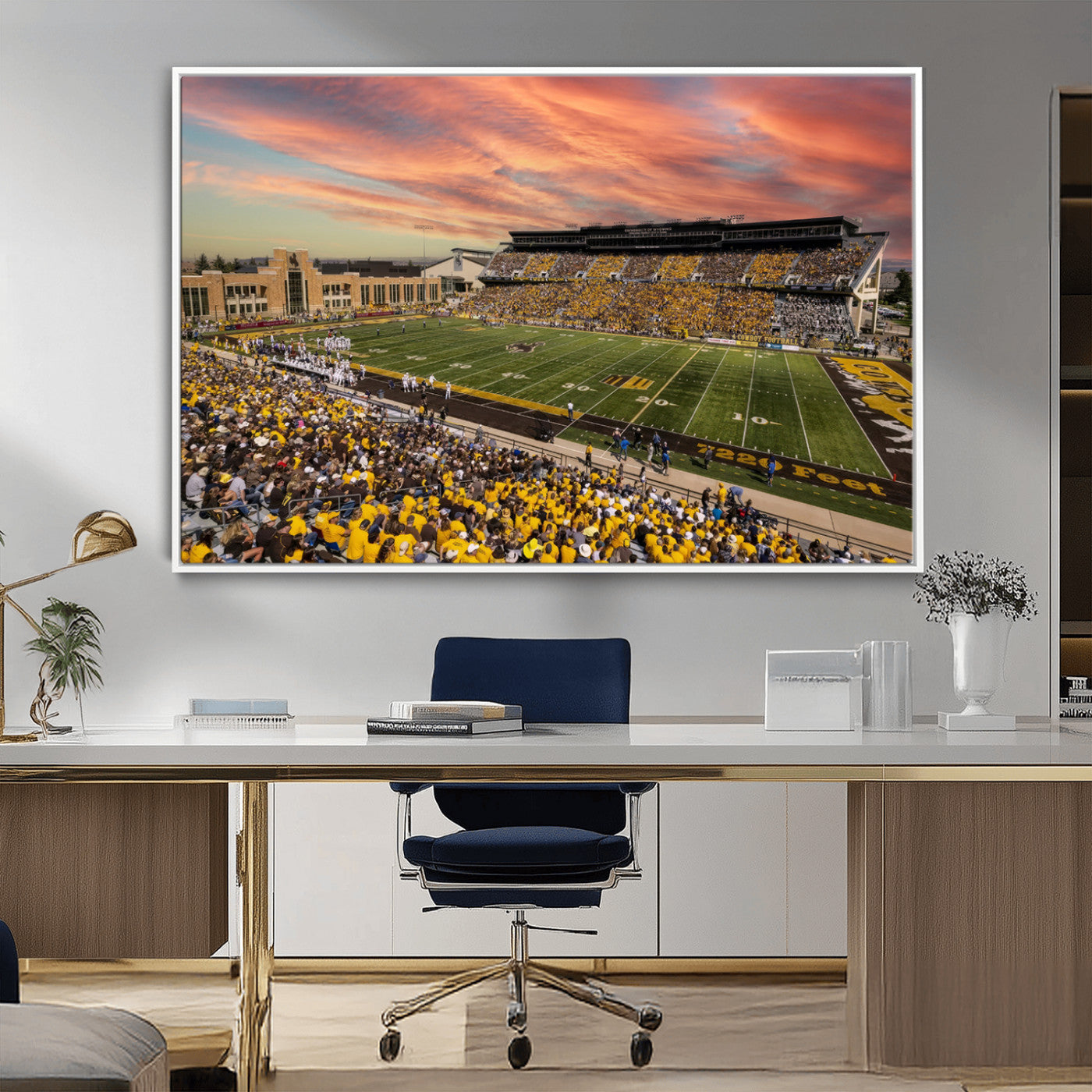 MGV-FC-36X24 - University of Wyoming Cowboys Football Team Print - Laramie Jonah Field War Memorial Stadium Wall