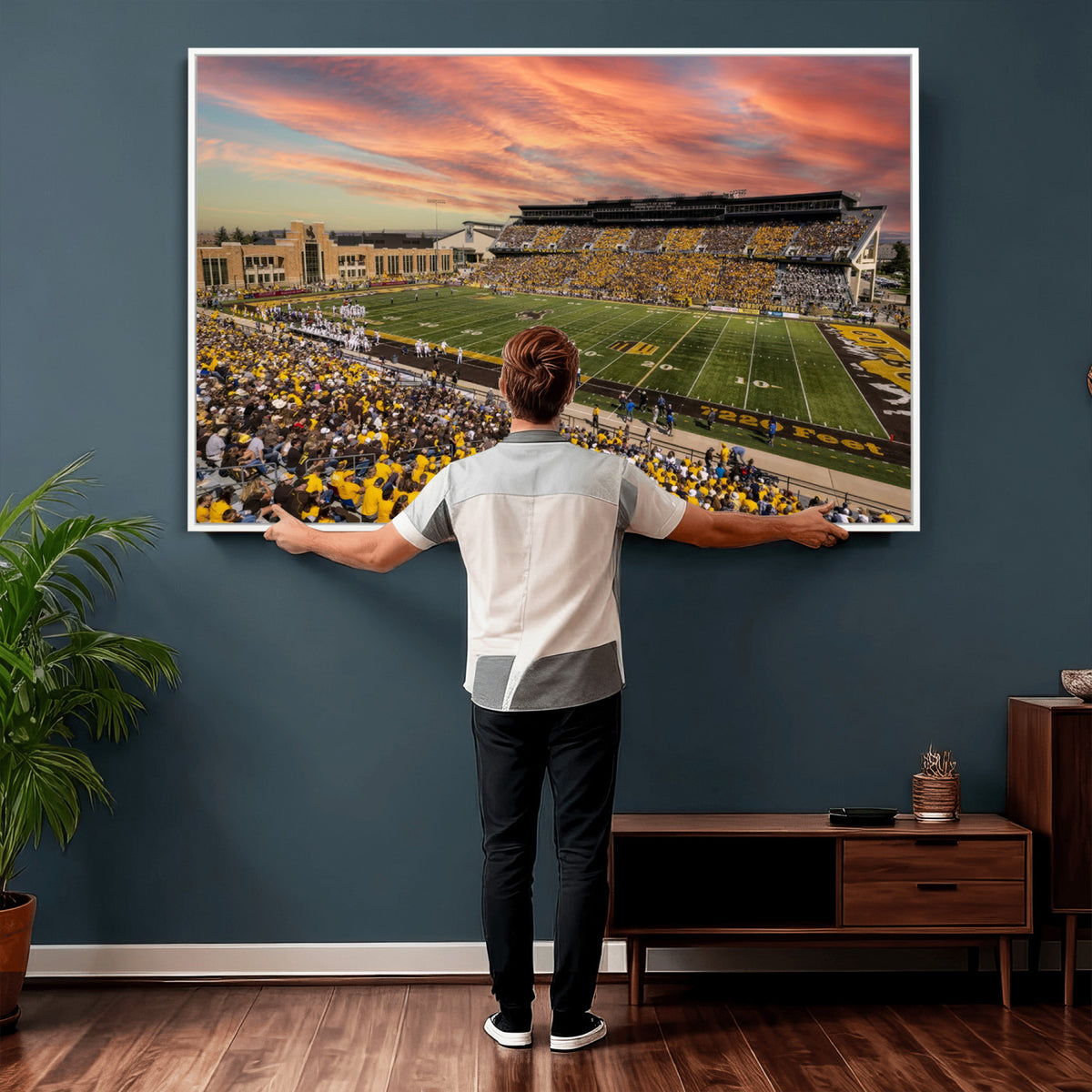 90508-MGV-CV-36X24 - University of Wyoming Cowboys Football Team Print, Laramie, Extra Large Game Room Wall Decor