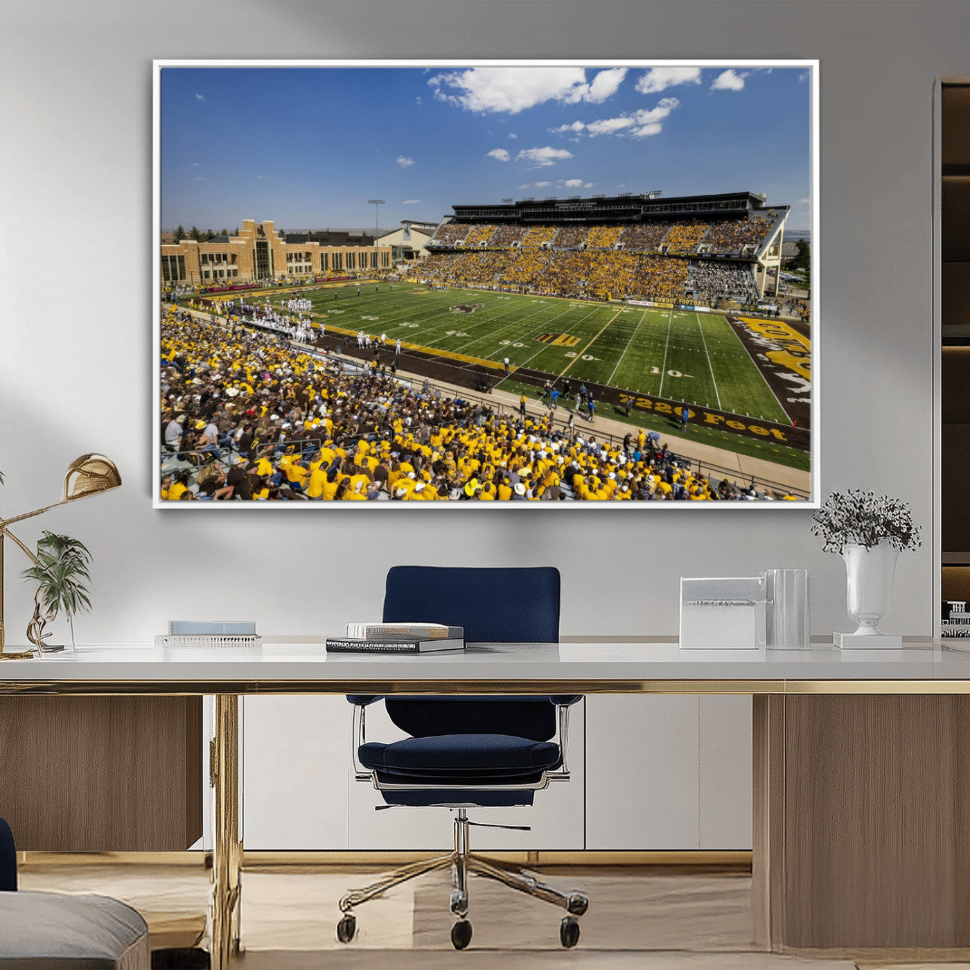 MGV-FC-36X24 - University of Wyoming Cowboys Football Team Print - Laramie Jonah Field War Memorial Stadium Wall