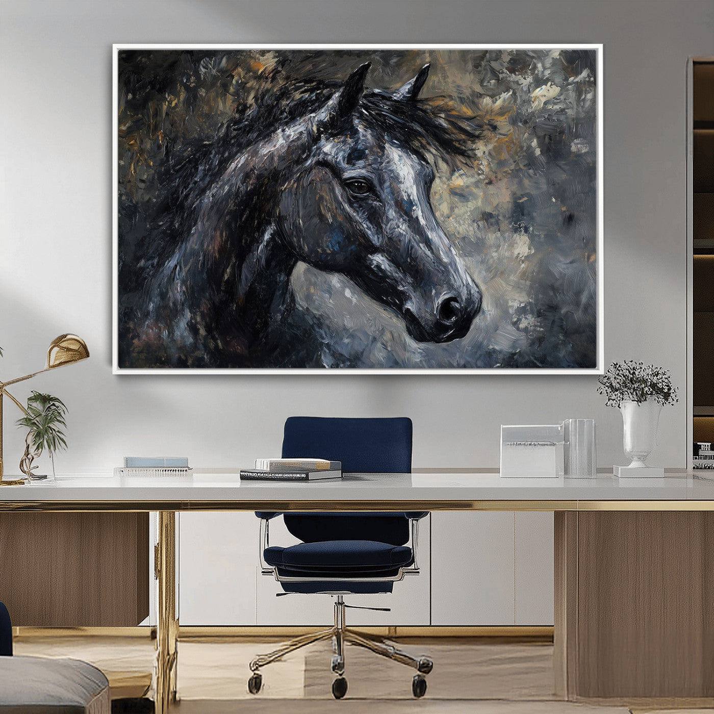 MGV-FC-36X24 - Large Abstract Horse Wall Art Canvas Print | Farmhouse Wall Decor | Rustic Horse Art | Western Cabin