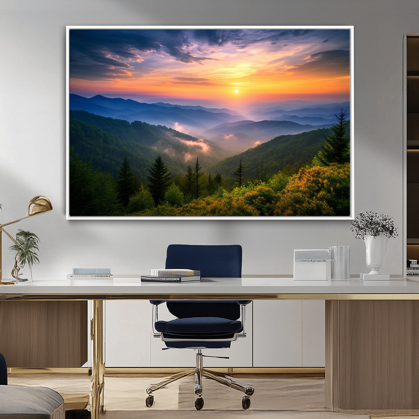 MGV-FC-36X24 - Majestic Mountain Sunrise Print | Landscape Wall Art | Canvas Print Ready to Hang | Farmhouse Wall
