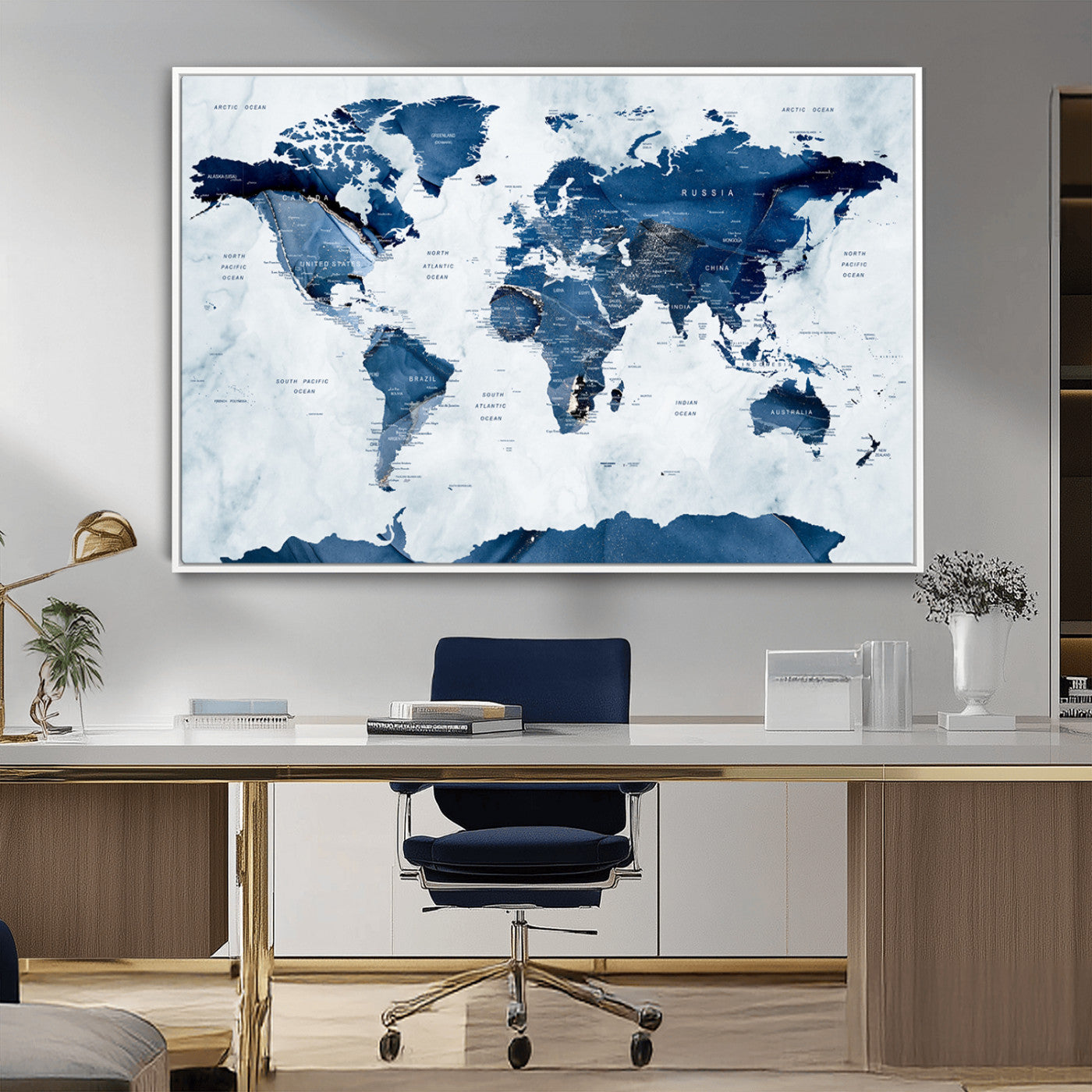 MGV-FC-36X24 - Push Pin World Map Canvas Print – Framed Wall Art for Couples to Track Their Travels – Anniversary