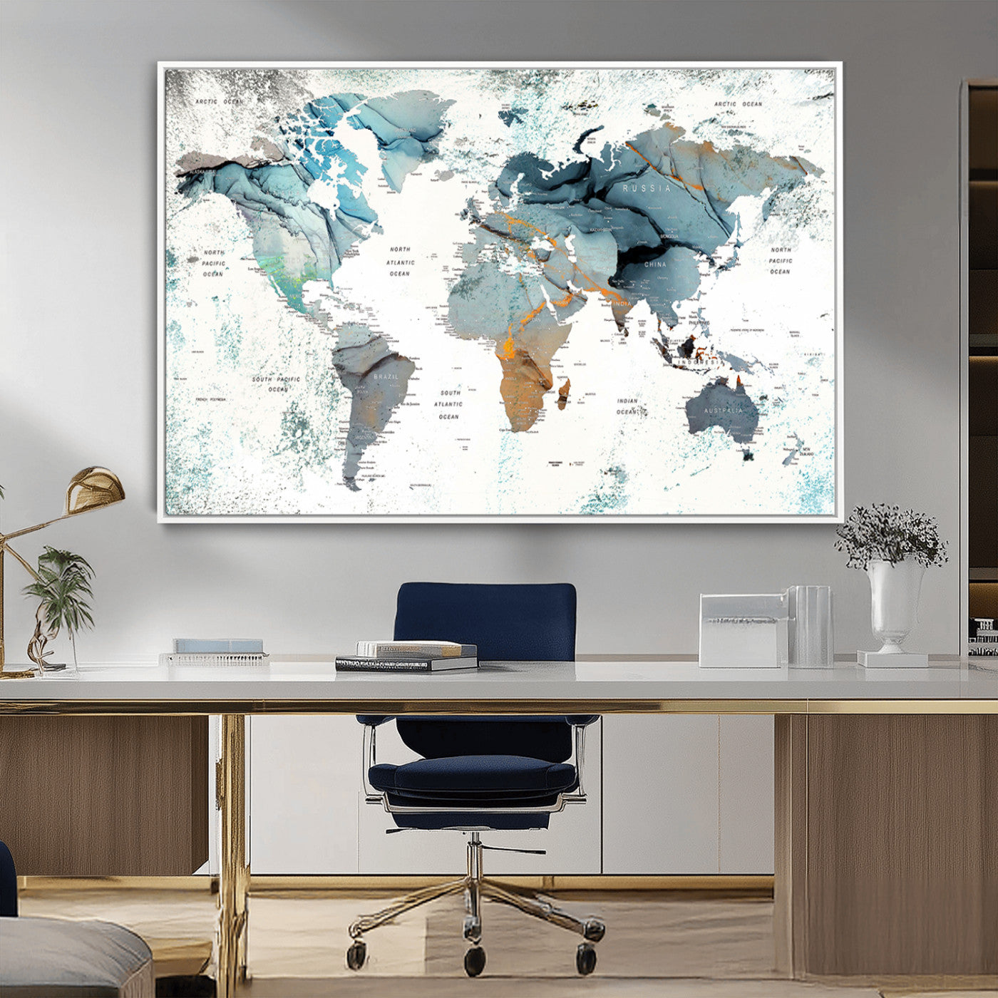 MGV-FC-36X24 - Push Pin World Map Canvas Print – Framed Wall Art for Couples to Track Their Travels – Anniversary