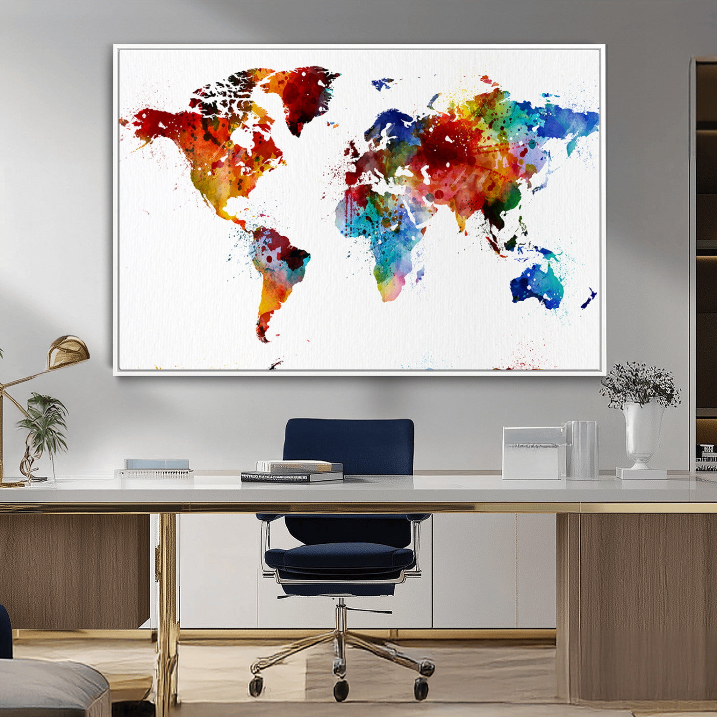 MGV-FC-36X24 - Push Pin World Map Canvas Print – Framed Wall Art for Couples to Track Their Travels – Anniversary