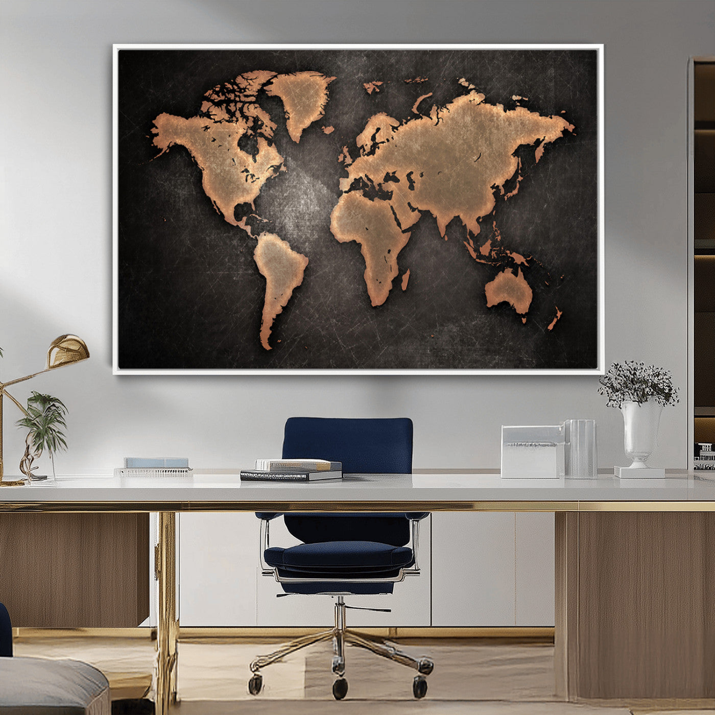 MGV-FC-36X24 - Push Pin World Map Canvas Print – Framed Wall Art for Couples to Track Their Travels – Anniversary